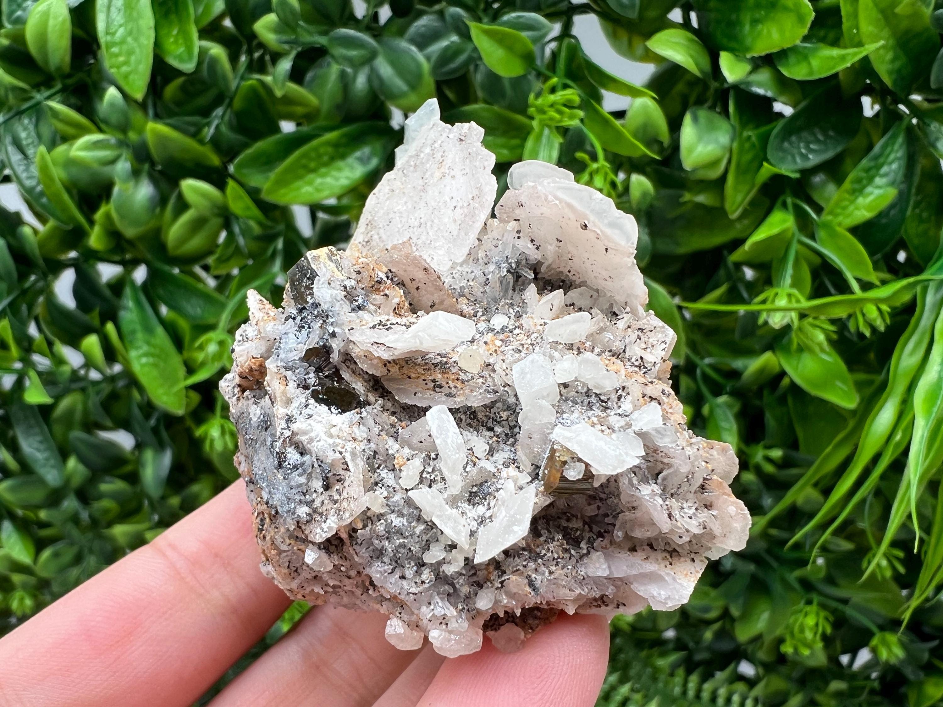 Rainbow Pyrite with Calcite, Borieva Bulgaria Crystal, Natural Mineral