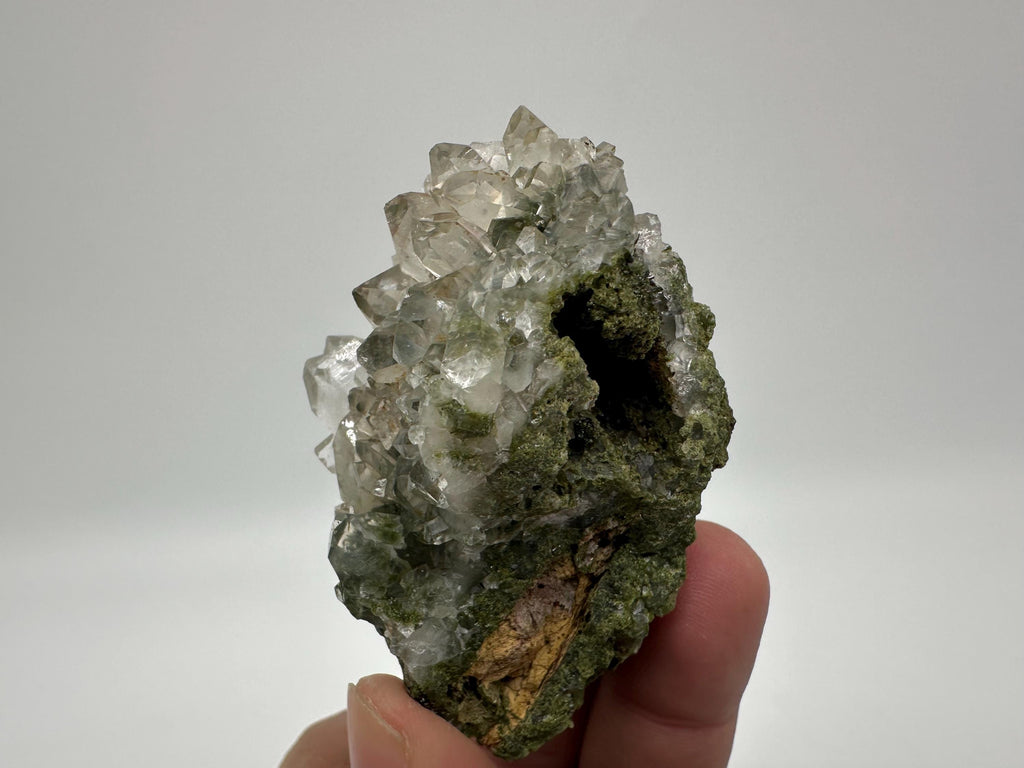 Rare Green Epidote Quartz Crystal Cluster - Eastern Anatolia, Turkey