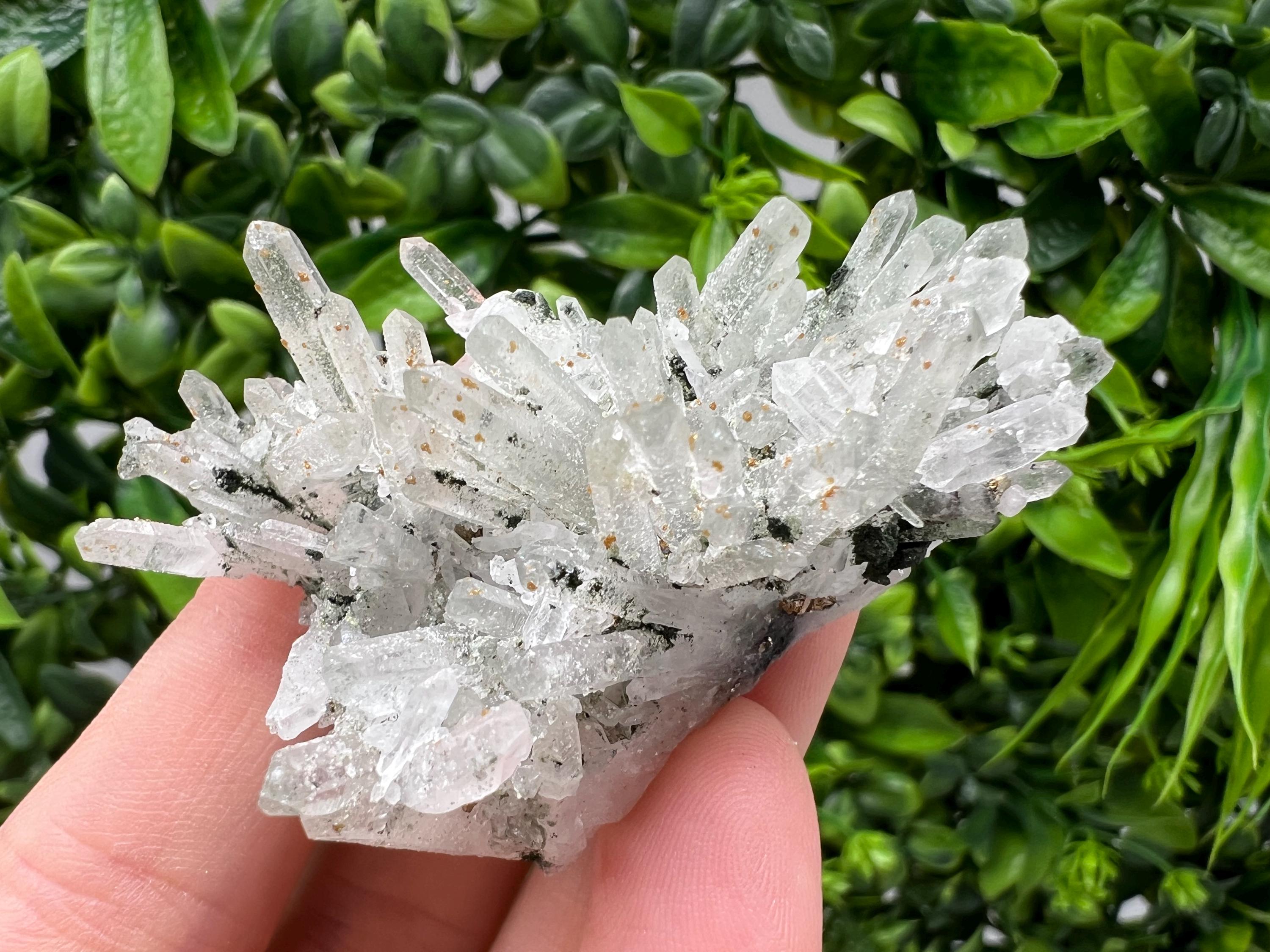 Lovely specimen Green Quartz inclusions Chlorite and Sphalerite/ Natural minerals/ Souvenir crystal gift minerals famous 9th September/Madan