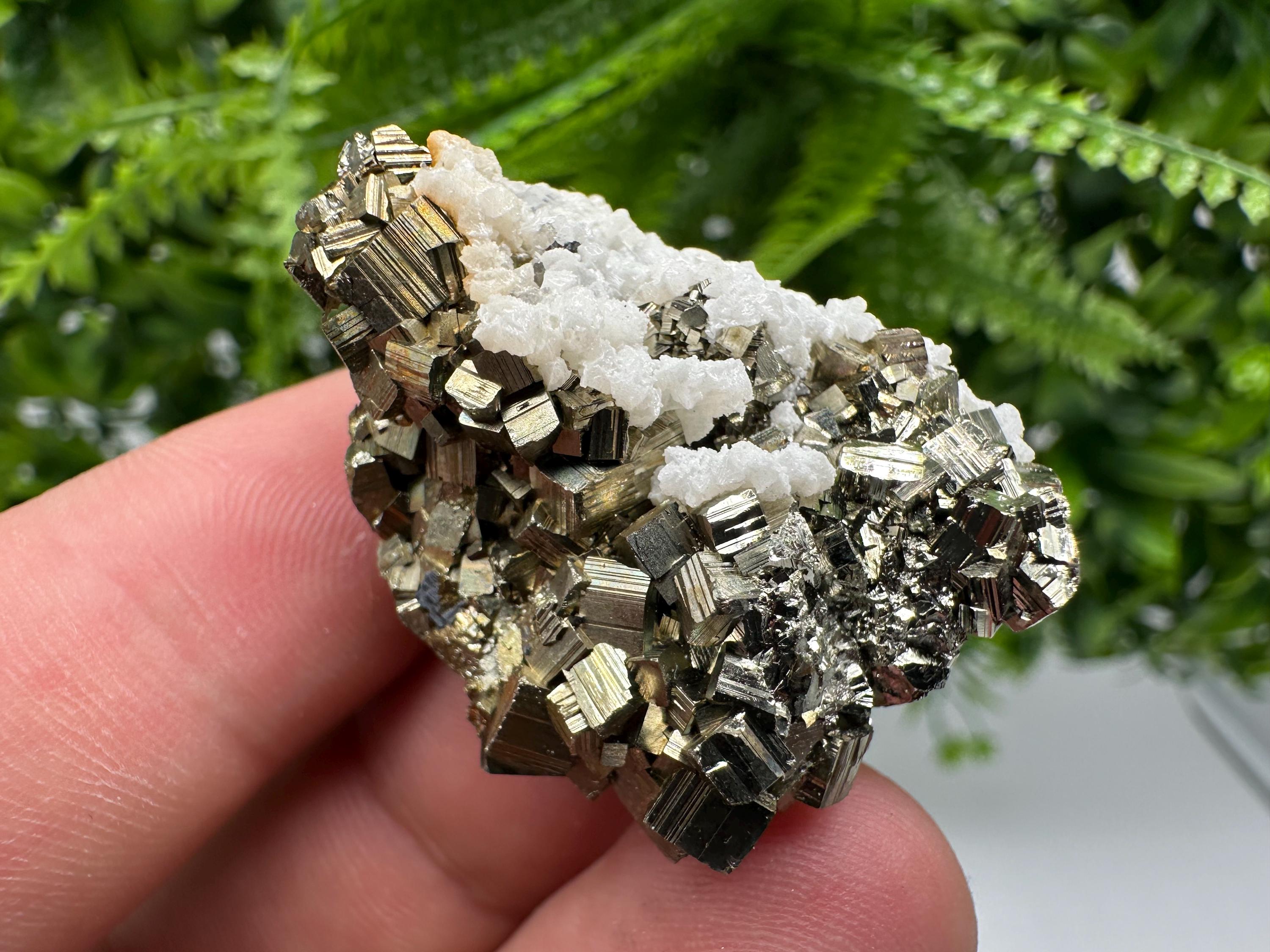 Rainbow Pyrite with Calcite, Natural Minerals Souvenir, Bulgaria