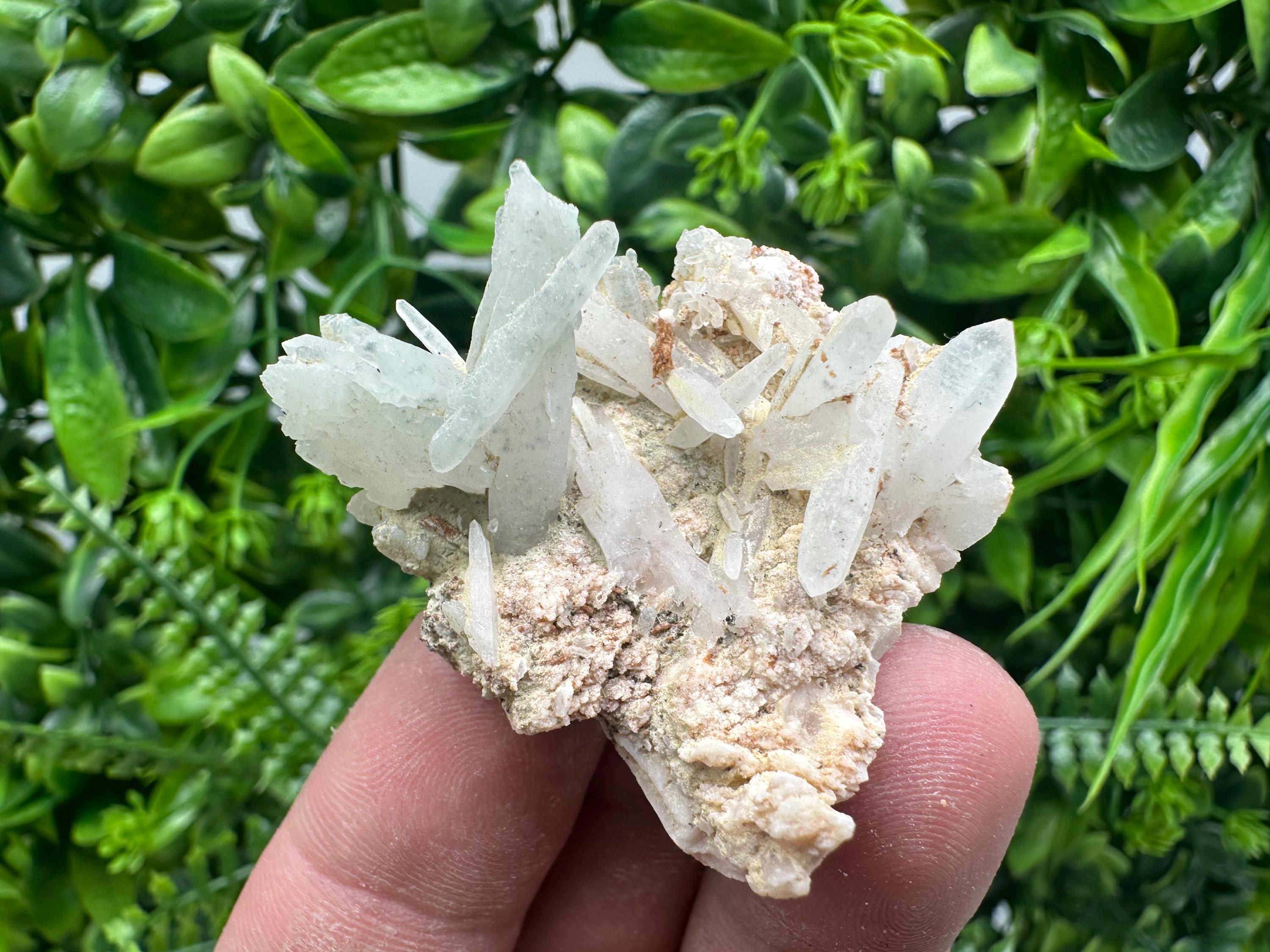 Green Quartz on Rhodochrosite Matrix, Madan Bulgaria Mineral Specimen