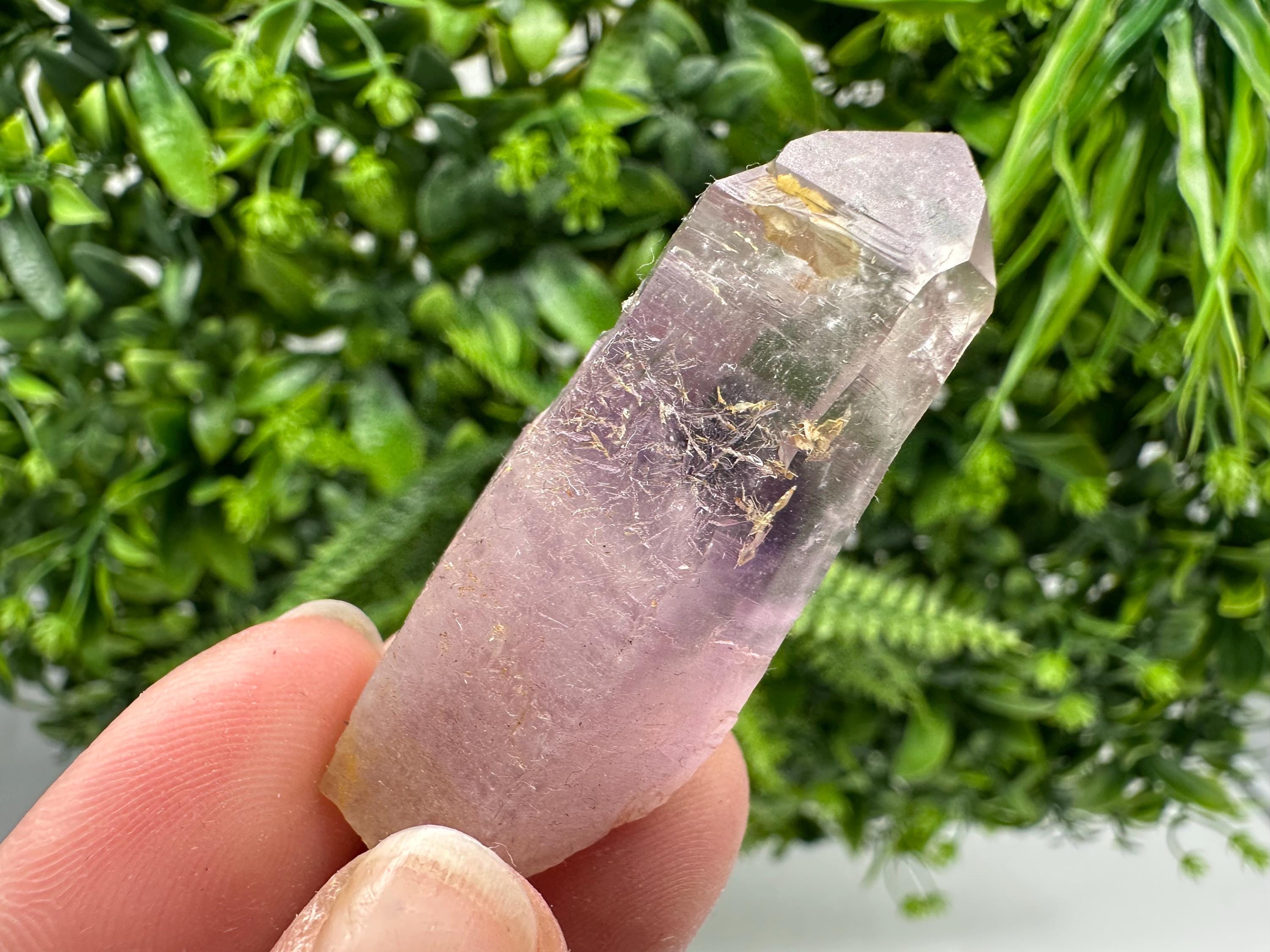 Phantom Amethyst Crystal with Cerussite, Bulgarian Mineral Specimen