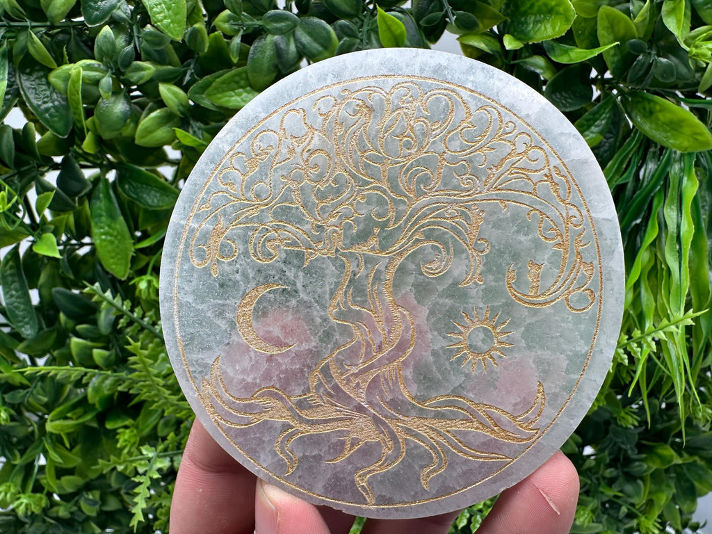 Tree of Life Selenite Plate: Crystal Recharging Station (10/10cm)