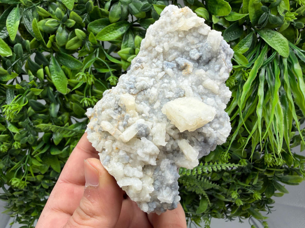 Rare Fluorescent Calcite after Barite on Chalcedony - Androvo Mine, Bulgaria