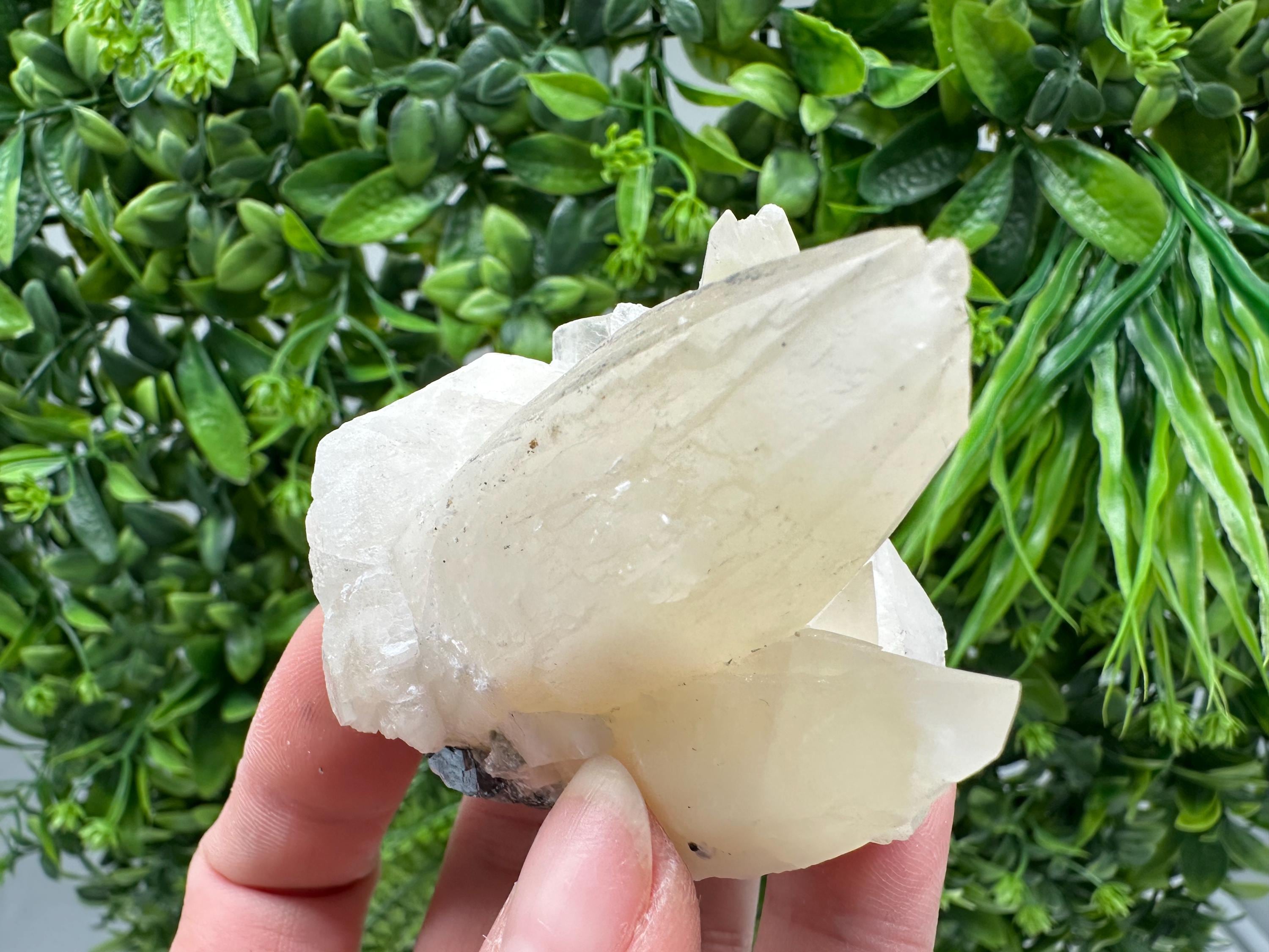 Calcite on Green Quartz: Laki Bulgaria Healing Crystal