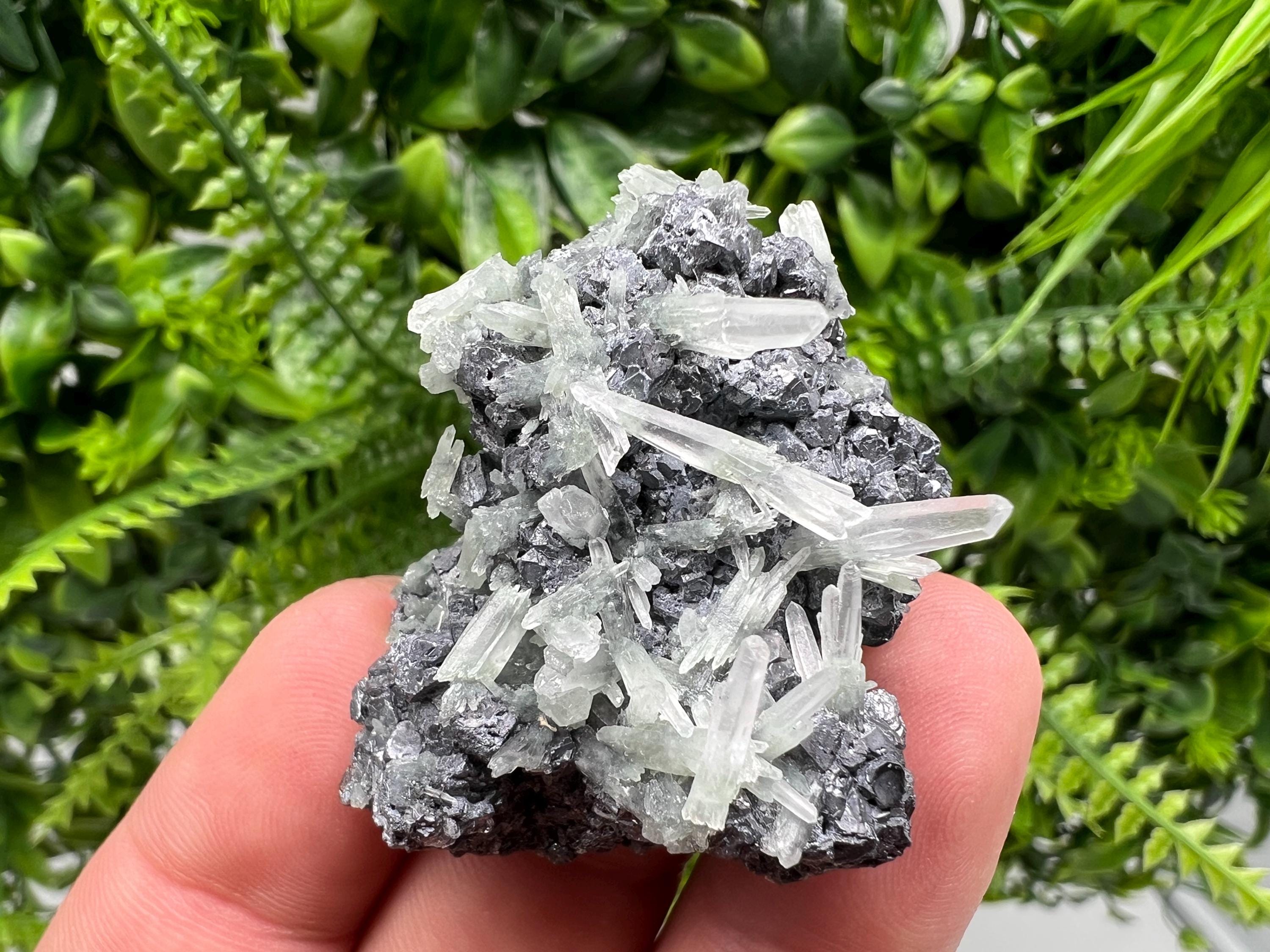 Galena with Green Quartz, Bulgarian Mineral Specimen, Crystal Decor