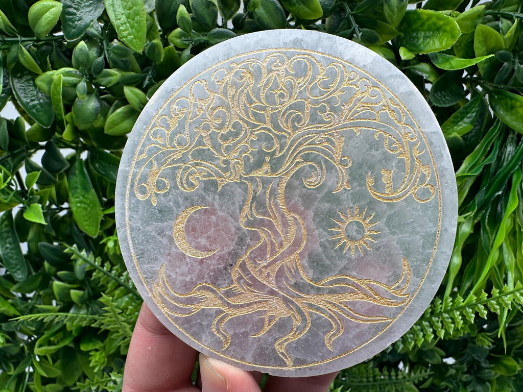 Tree of Life Selenite Plate: Crystal Recharging Station (10/10cm)