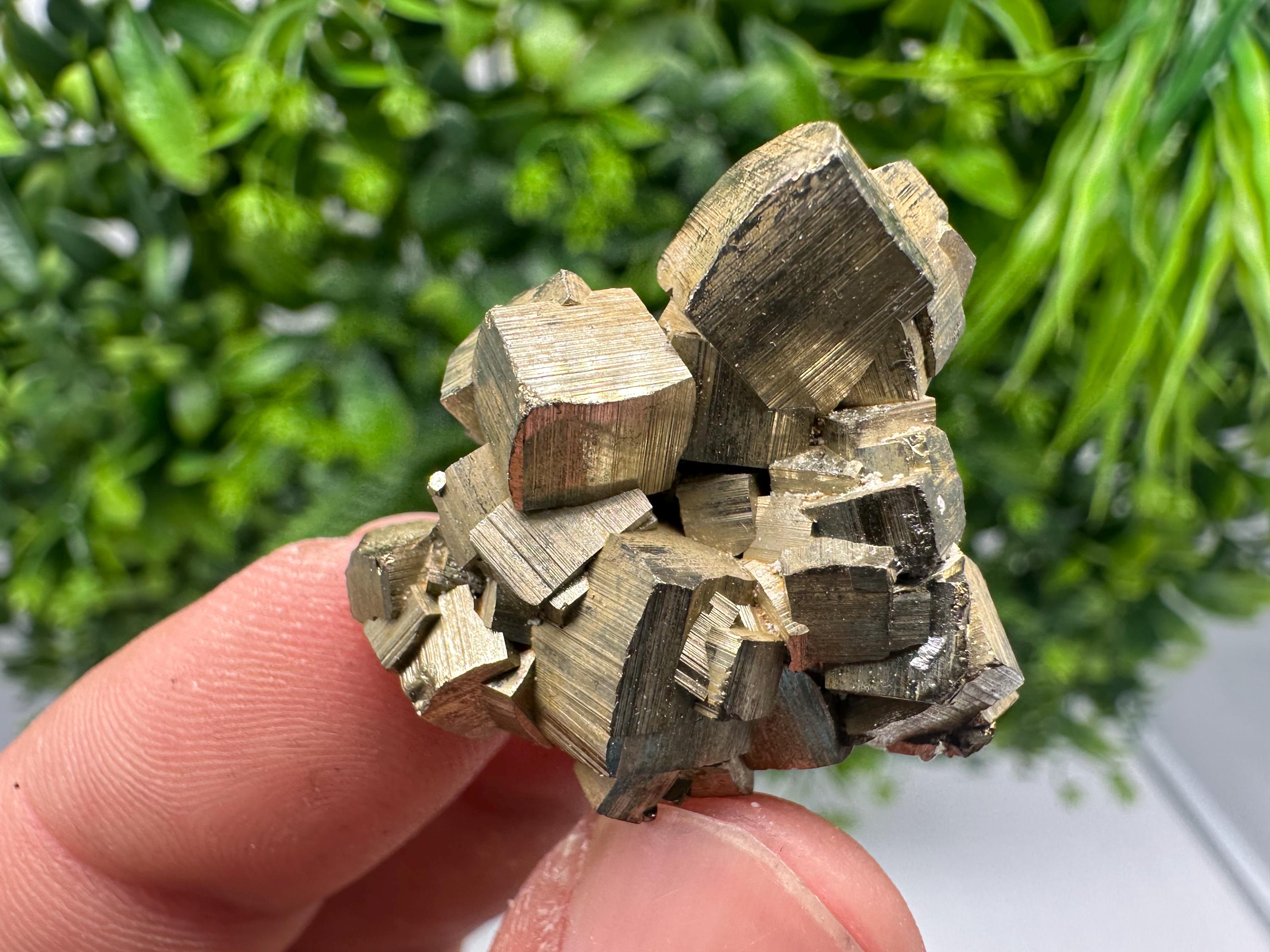 Rainbow Pyrite with Calcite, Natural Mineral Souvenir from Bulgaria