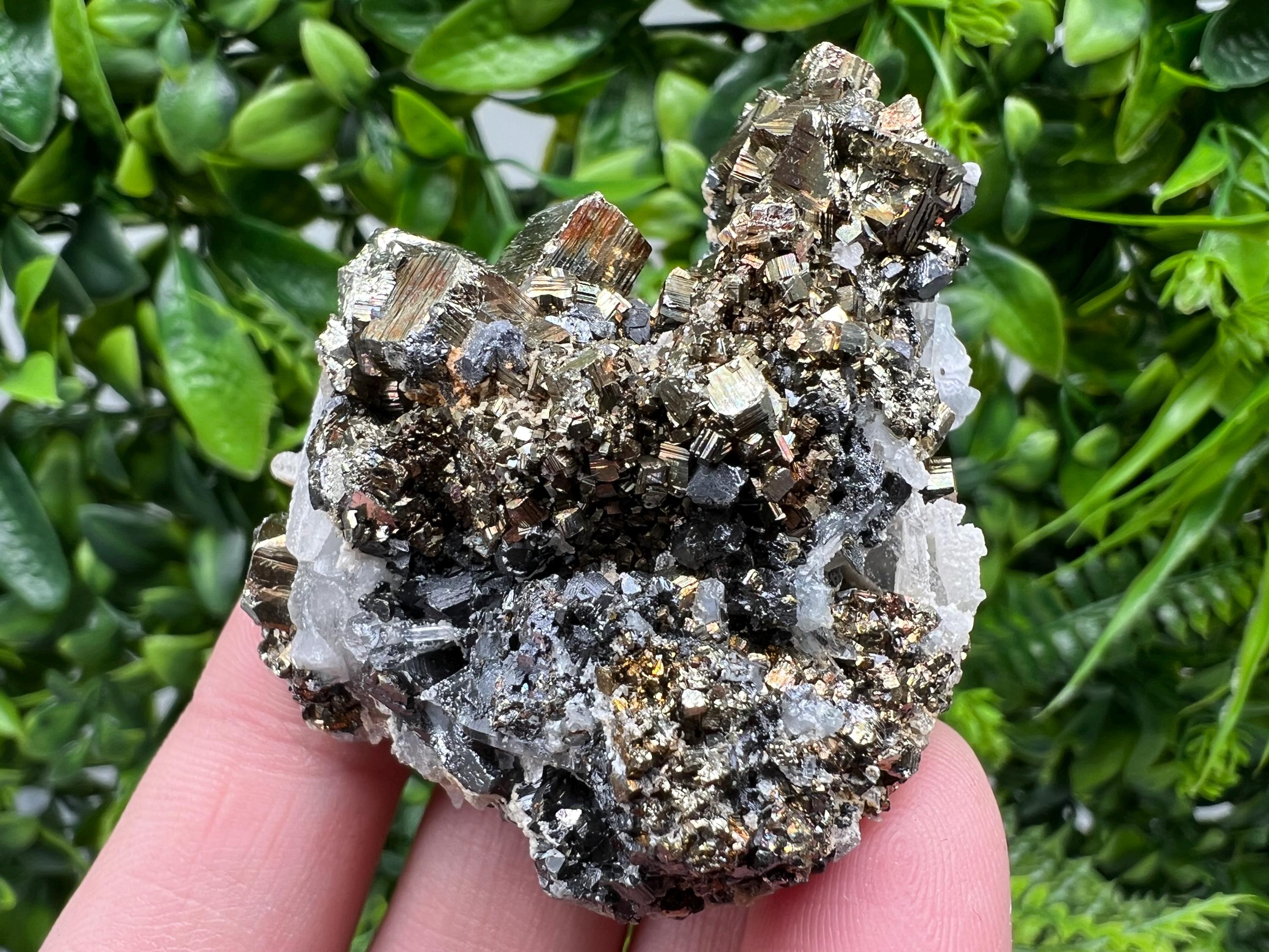 Wonderful Rainbow Pyrite whit Calcite,natural minerals souvenir Crystal,collection stone,rare minerals,home decor,Borieva Bulgaria