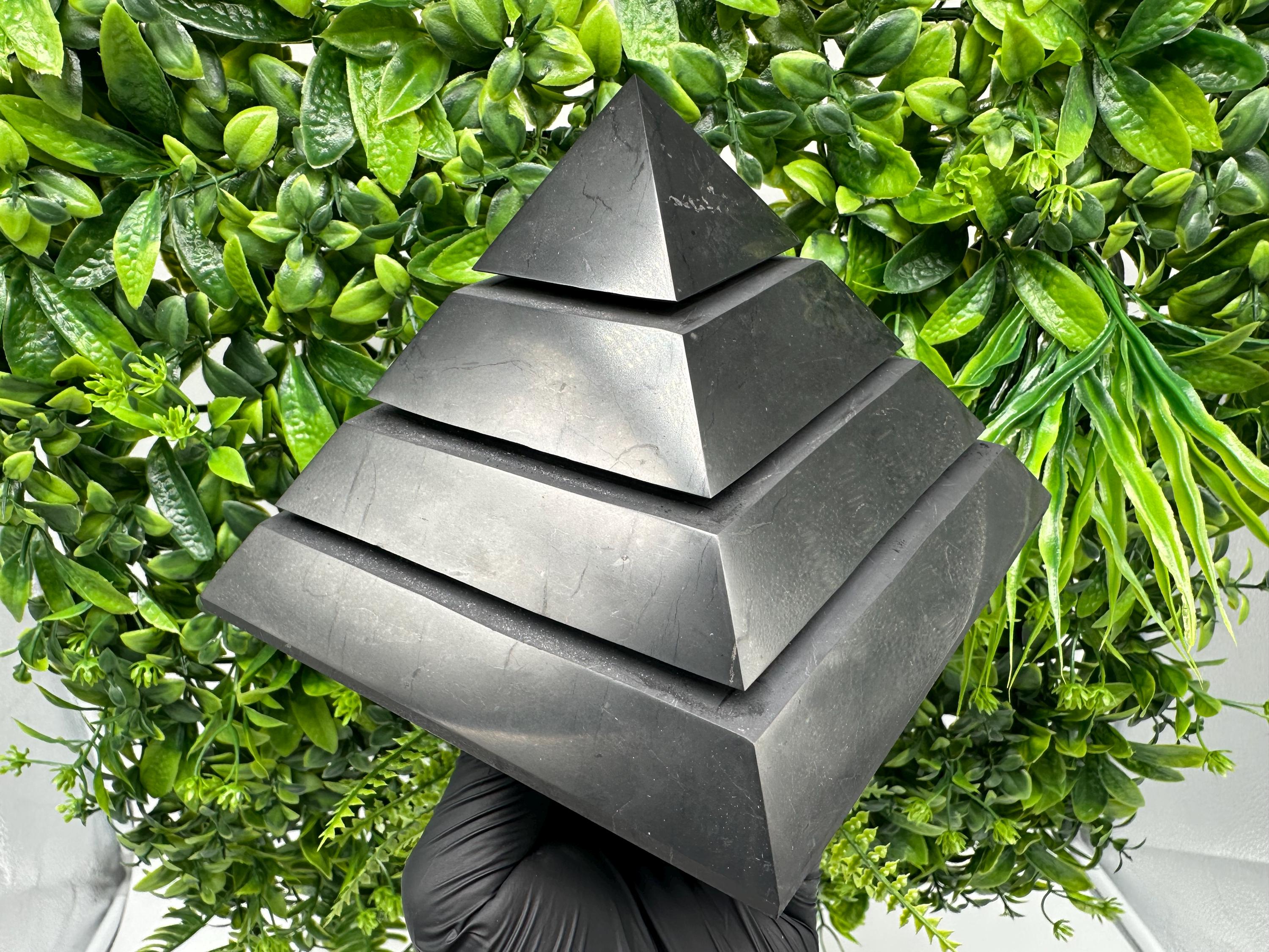 Polished Shungite Pyramid, Karelia Russia, EMF Protection, Sacred Geometry