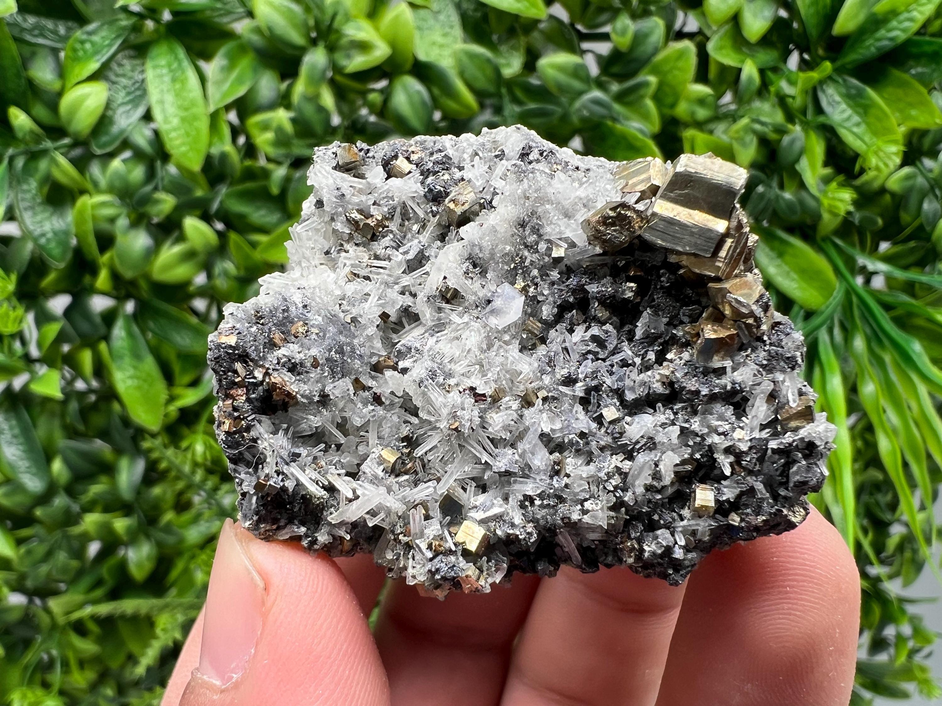 Rainbow Pyrite on Quartz, Oxide Mineral Specimen, Bulgaria