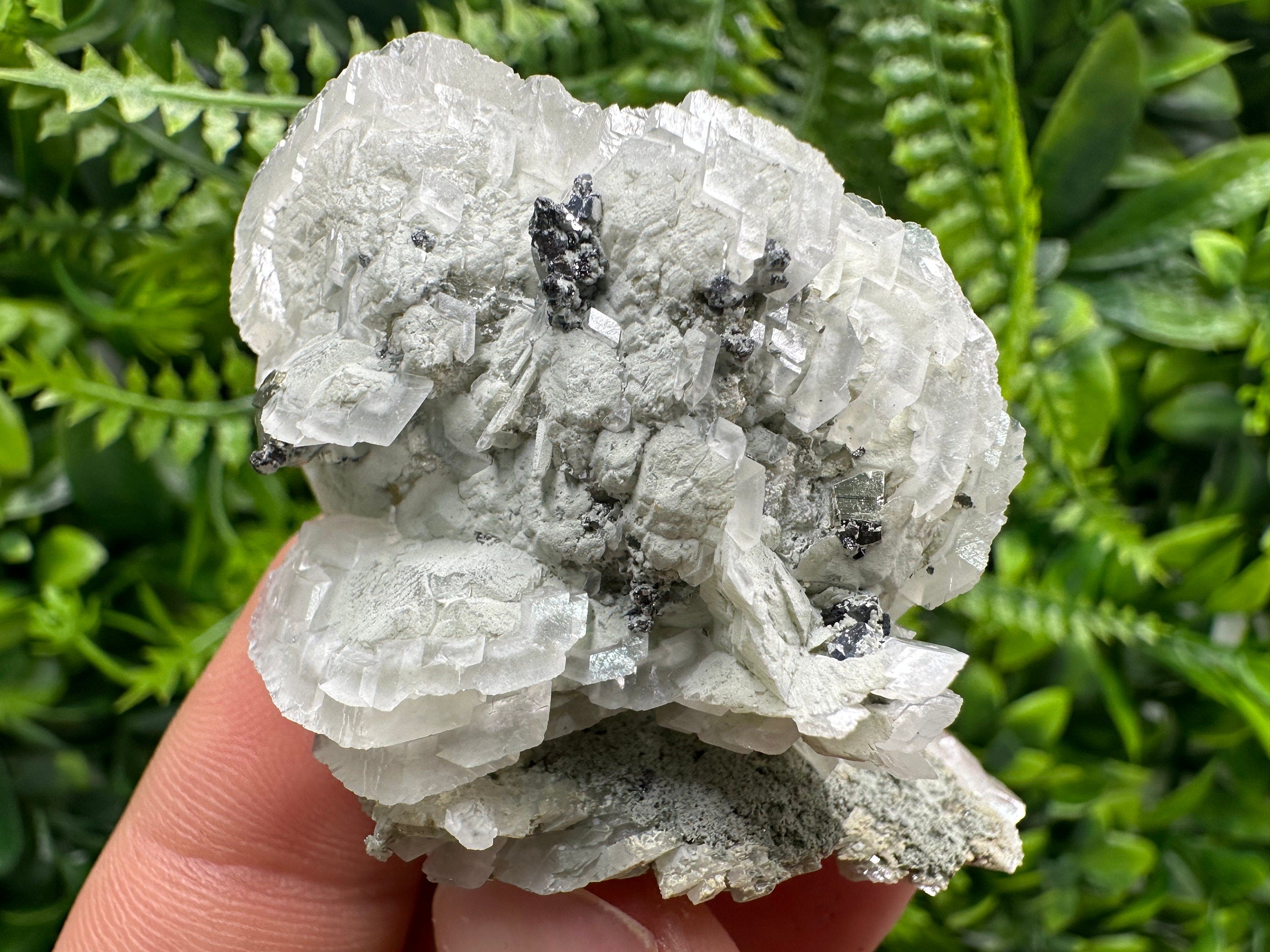 Calcite Pyrite Galena Mineral Cluster on Quartz, Borieva Bulgaria