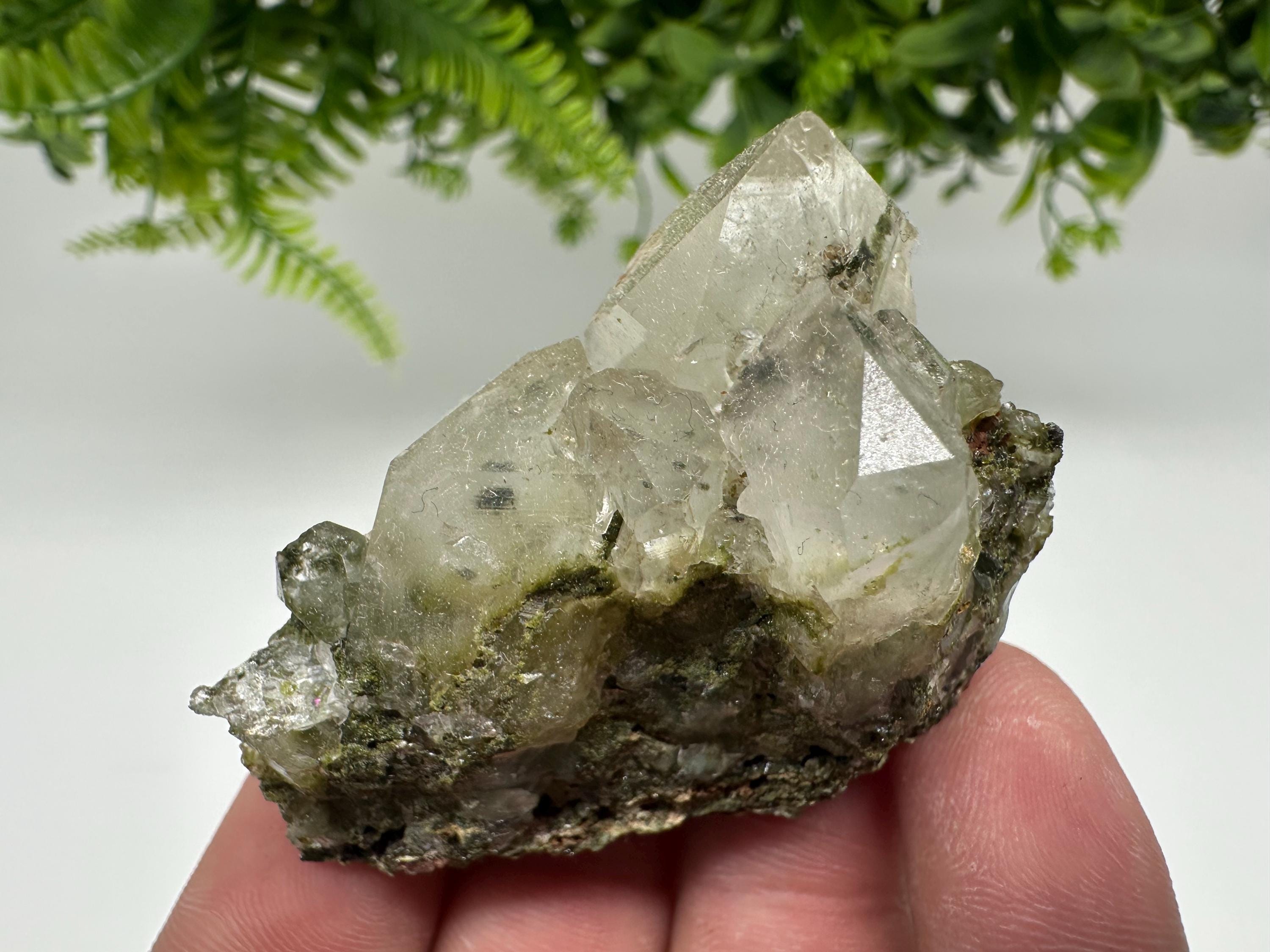 Rare Green Epidote Quartz Crystal Cluster - Eastern Anatolian Turkey