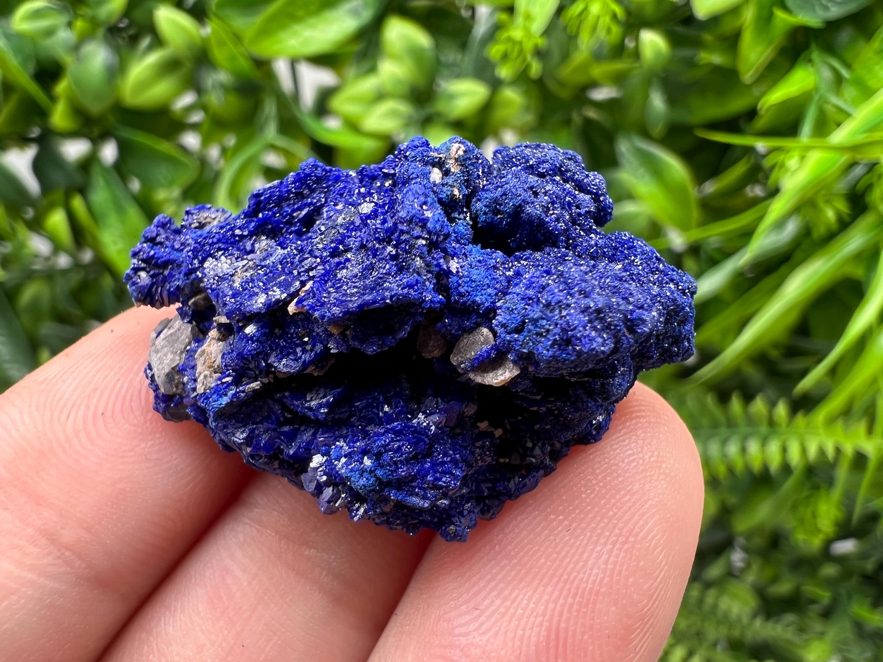 Crystallized Azurite-Kerrouchen,Morocco-Blue Azurite Specimen-High Quality Blue Azurite-Azurite Mineral Specimen, gemmy,lustrous of Azurite