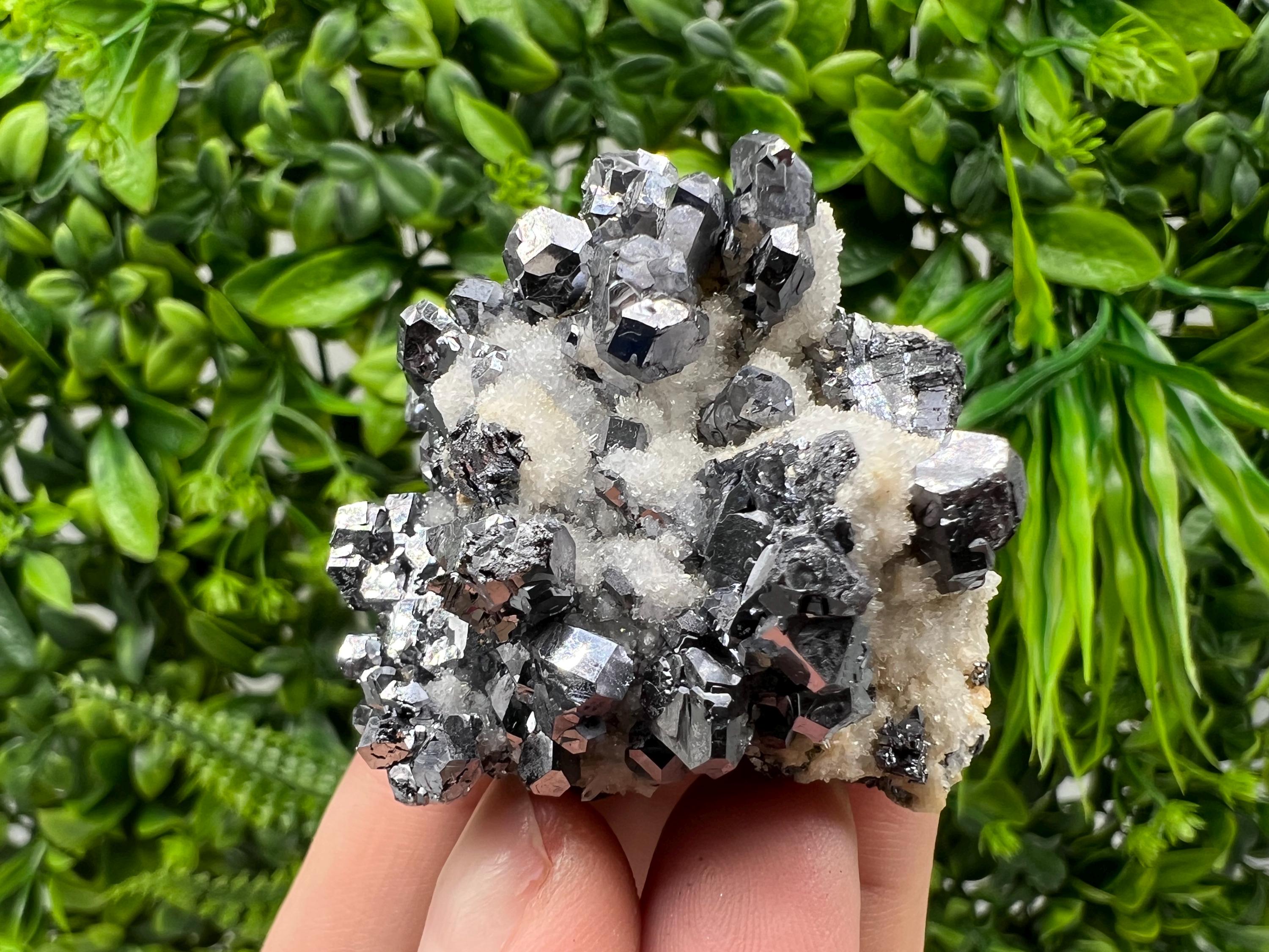Mirror Galena with Cleiopfane on Chalcedony, Krushev dol Mine, Bulgaria