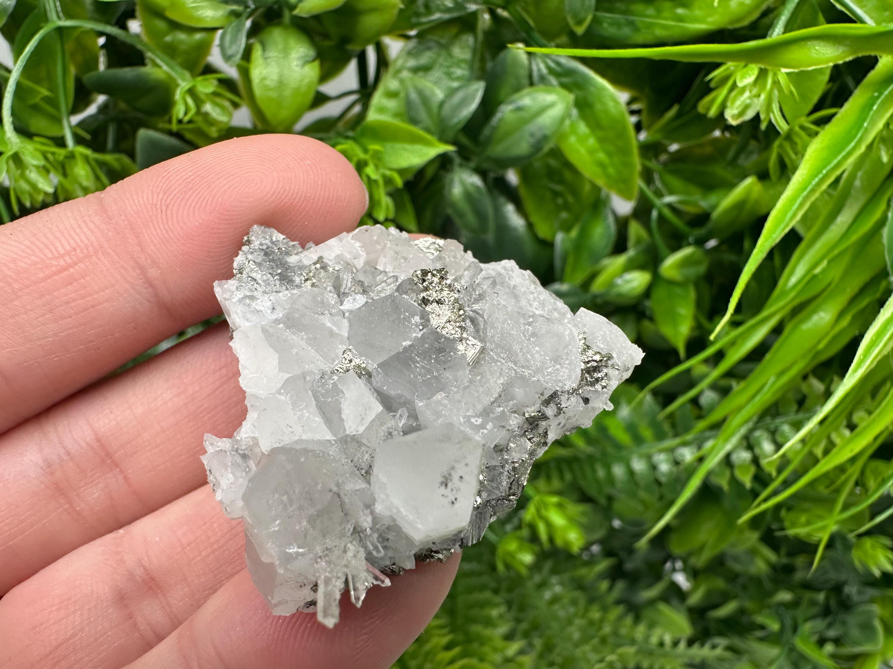 Pyrite on Green Quartz Mineral Specimen, Bulgaria Home Decor Stone