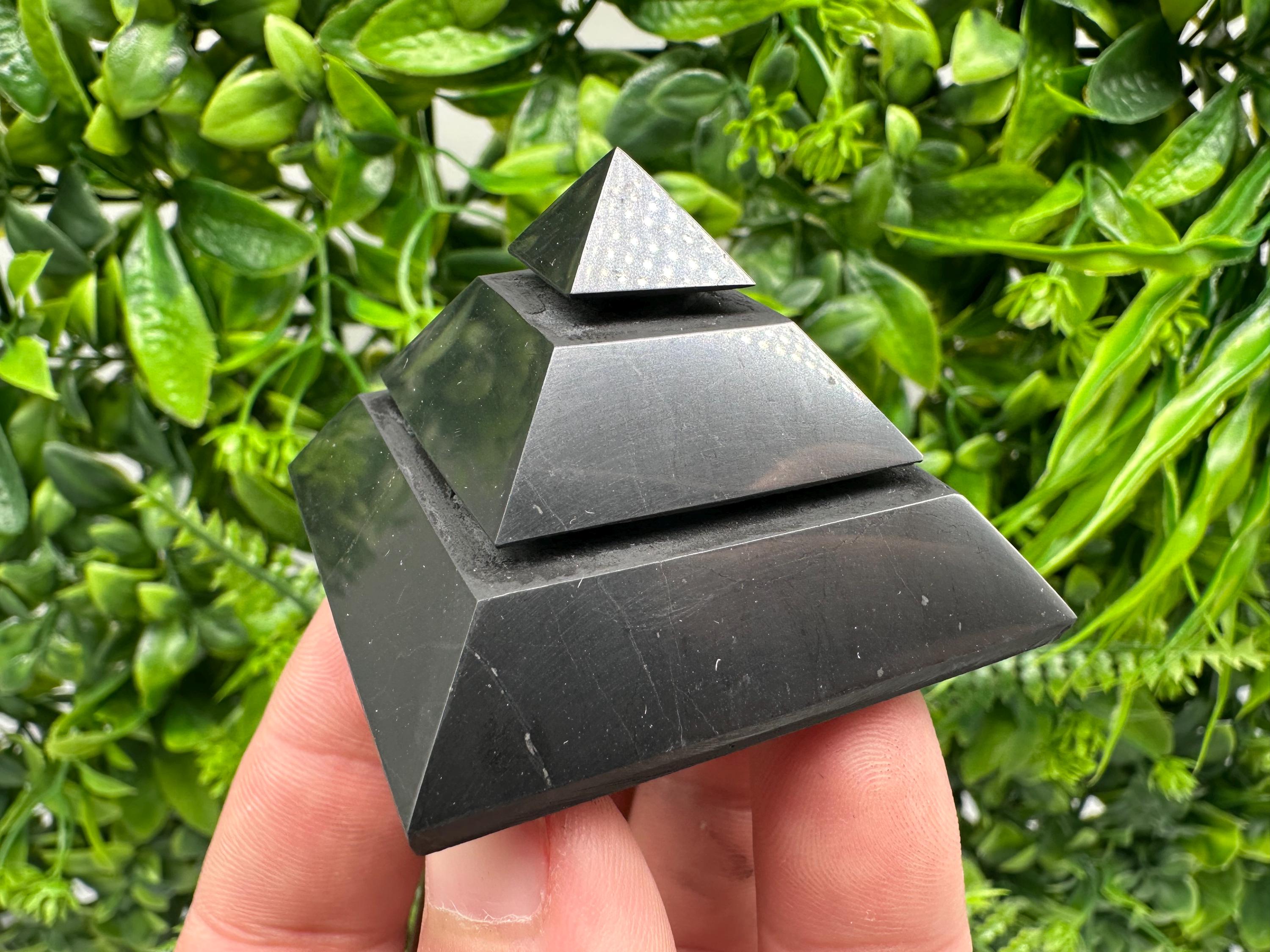 Polished Shungite Pyramid: EMF Protection, Sacred Geometry (5cm)