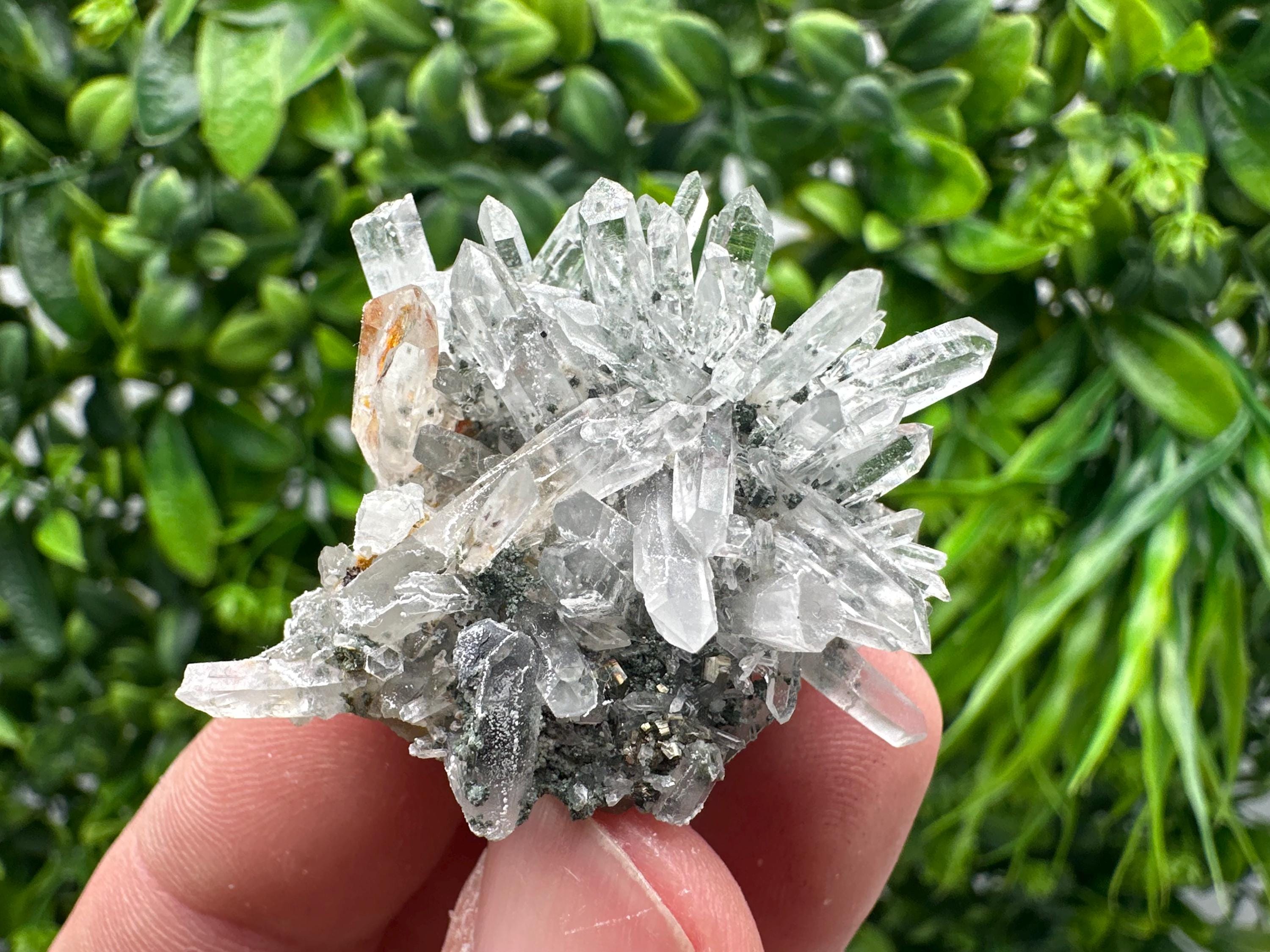 Lovely specimen Green Quartz inclusions Chlorite and Sphalerite/ Natural minerals/ Souvenir crystal gift minerals famous 9th September/Madan