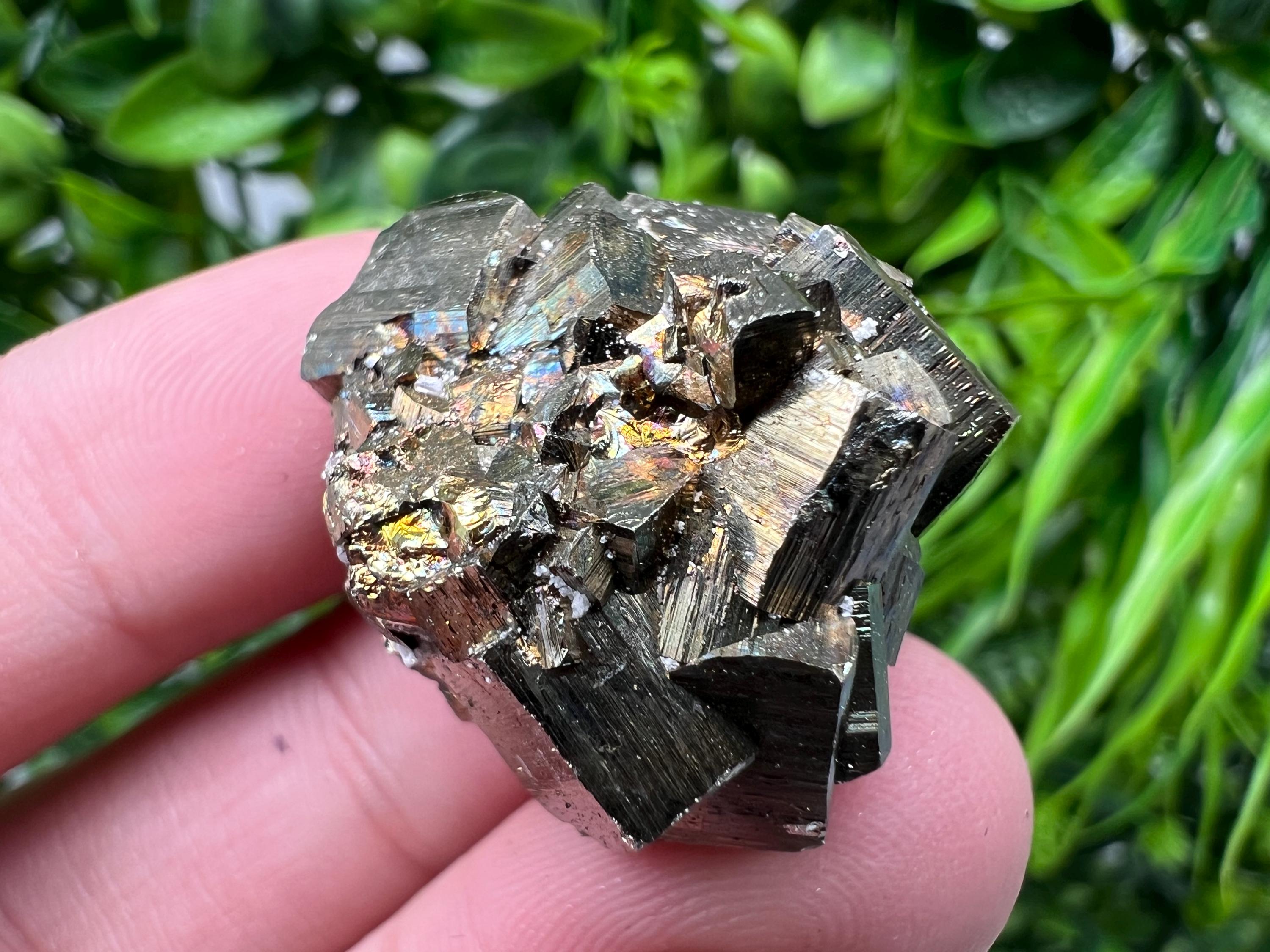 Rainbow Pyrite with Calcite, Natural Crystal Mineral Decor, Borieva Bulgaria