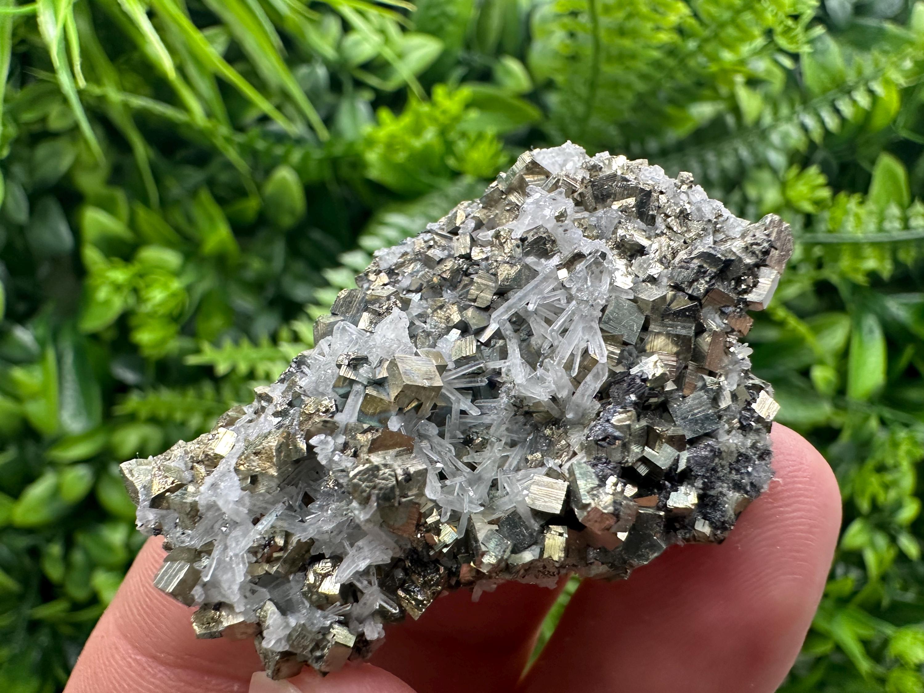 Quartz with Pyrite Specimen: Borieva Mine Crystal Decor (5/3.5 cm)