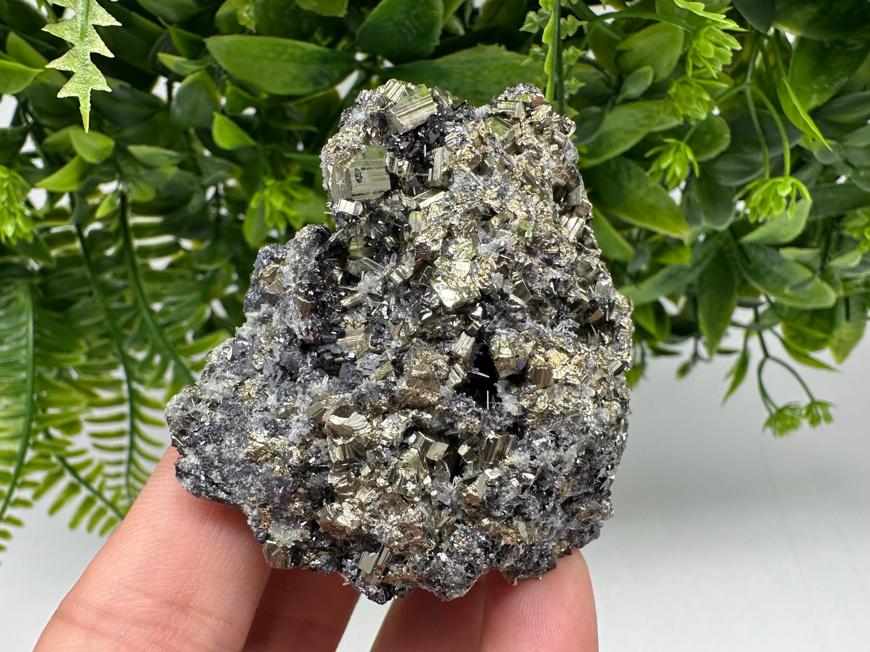 Wonderful Pyrite on Green Quartz,natural,collection mineral,gift,home decor stone,rare crystal,collection Borieva mine,Madan,Bulgaria