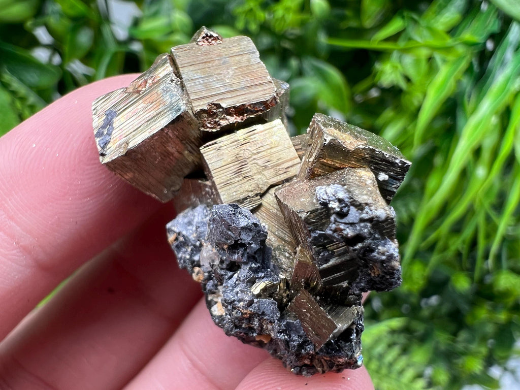 Rainbow Pyrite with Calcite, Natural Mineral Specimen, Bulgaria