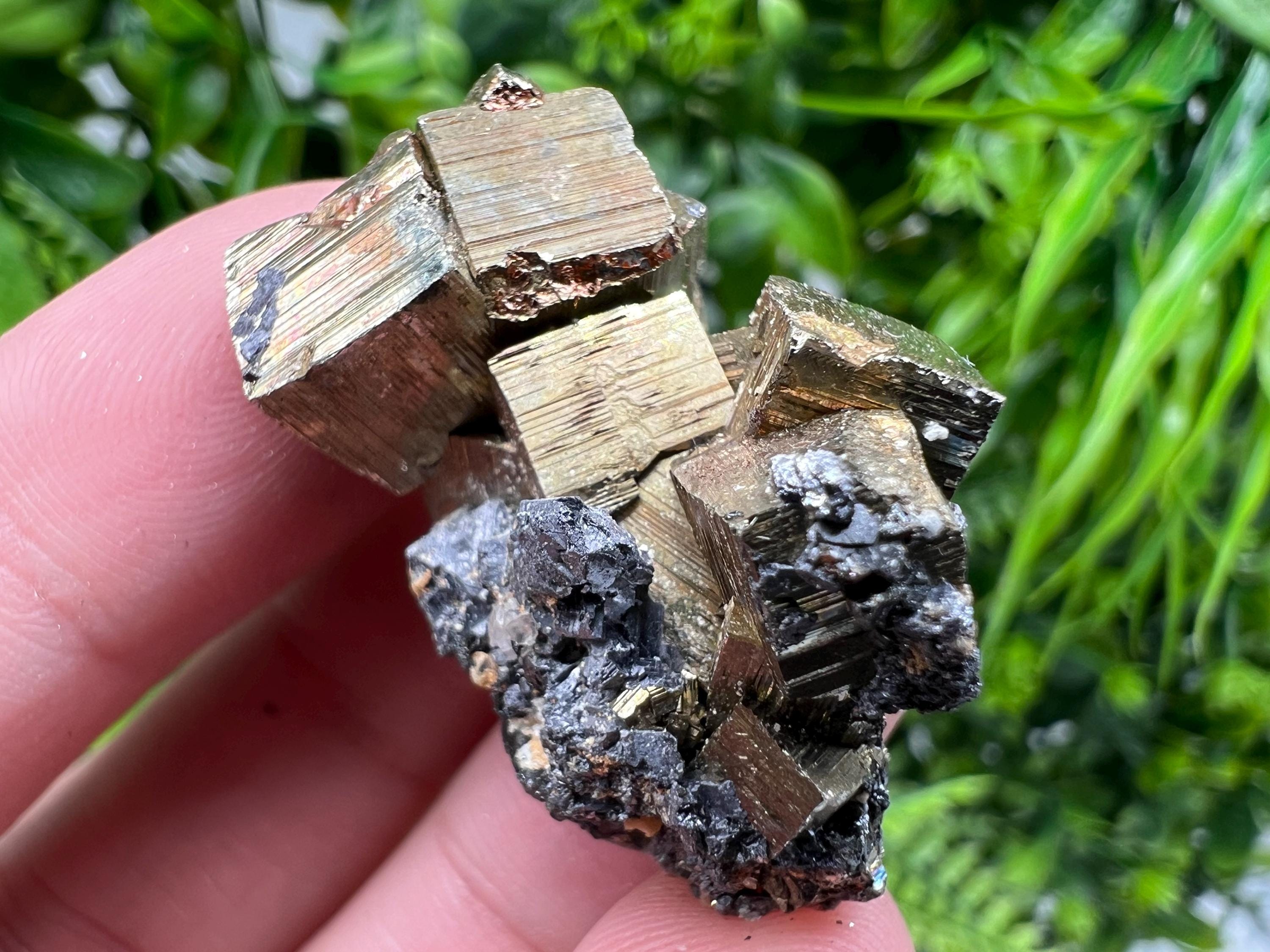 Rainbow Pyrite with Calcite, Natural Mineral Specimen, Bulgaria