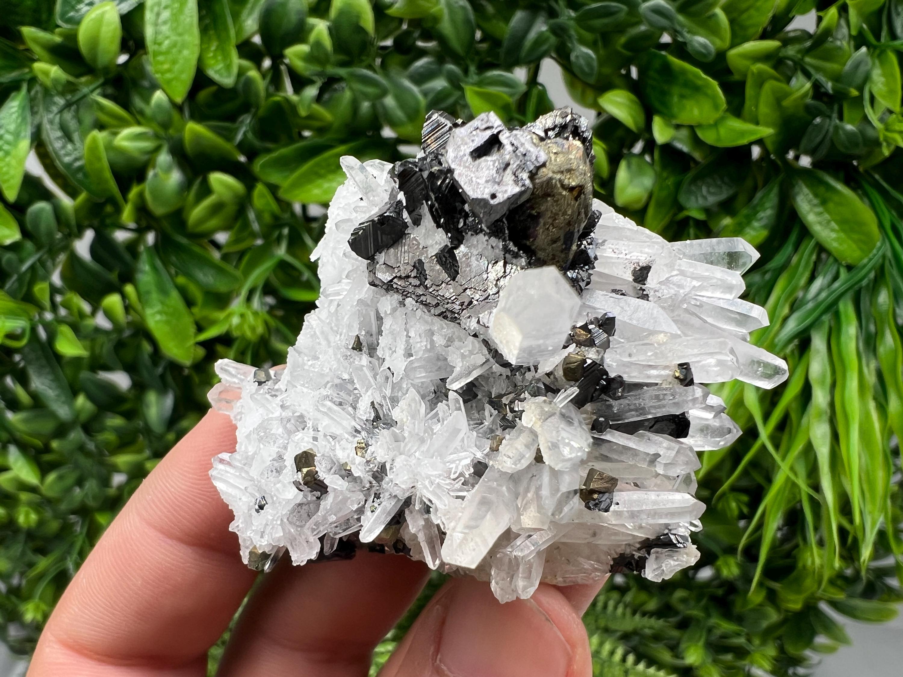 Wonderful Sphalerite Chalcopyrite on Green Quartz whit Hematite feom 9 th September mine,Bulgaria,natural,collection mineral specimen,gift