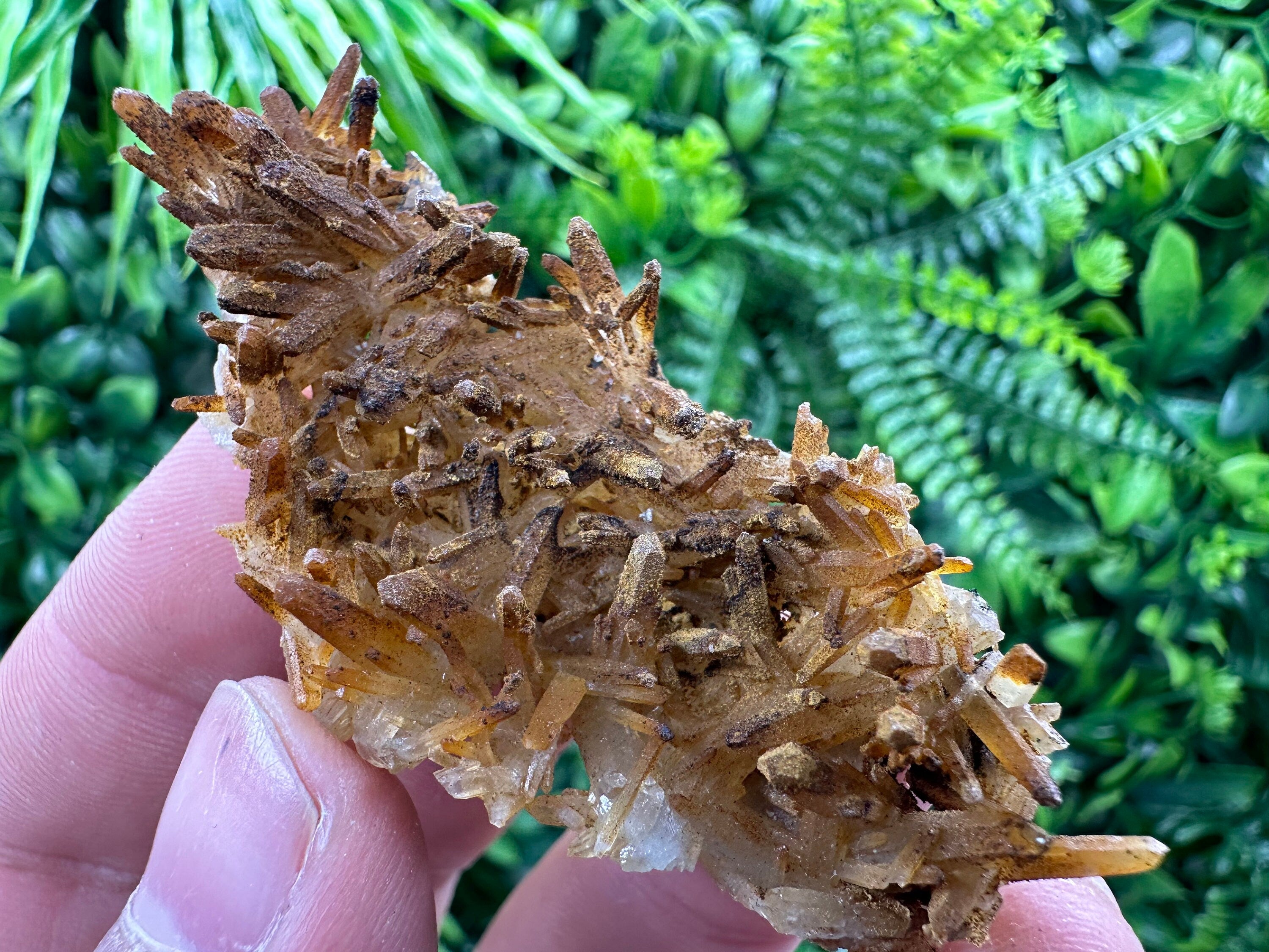 Iron Oxide Limonite Coated Quartz Crystal, Natural Mineral Specimen