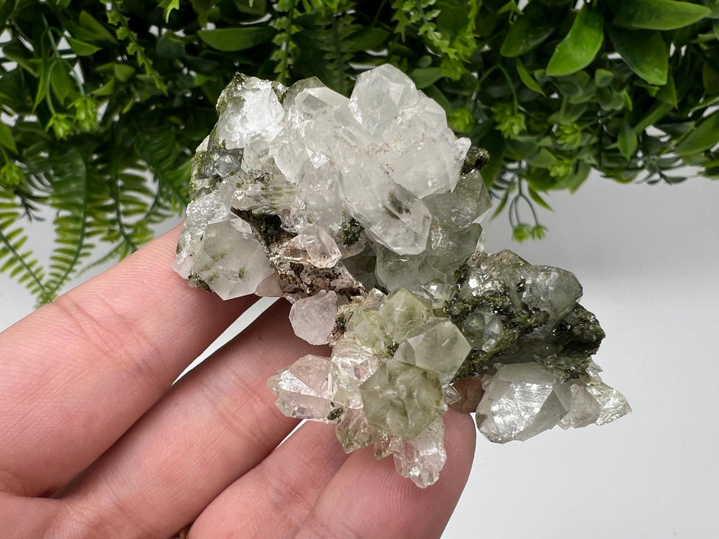 Green Epidote with Quartz Crystals - Extremely Sparkly with Rainbows,souvenirs collection stone,gift,decor, Eastern Anatolian, Turkey
