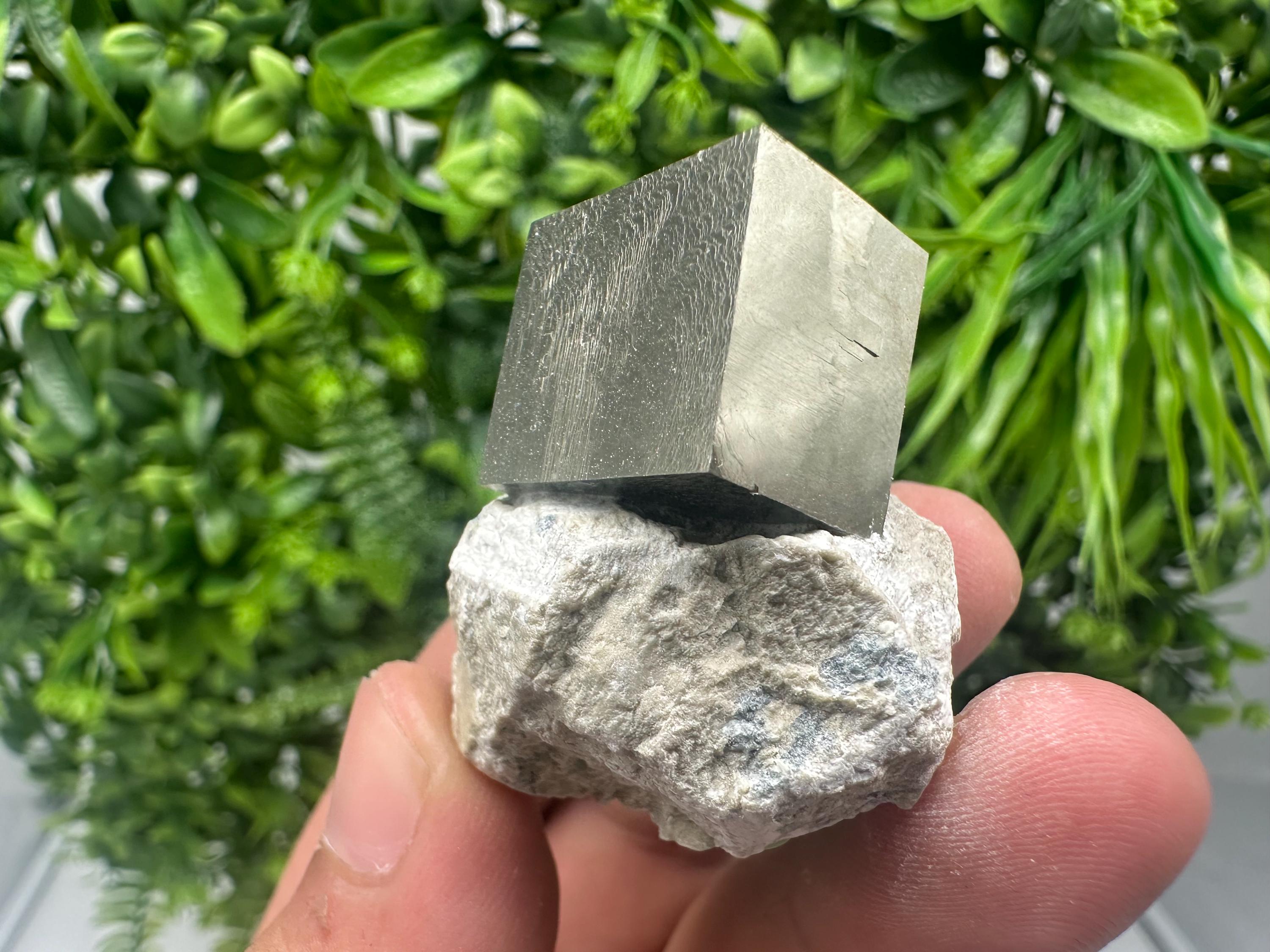 Large Pyrite Cube on Matrix, Navajun Spain, Home Decor Stone
