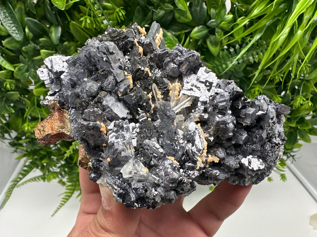 Amazing Galena spinel law on Quartz whit Siderite,from Krushev dol mine,Bulgaria,natural,collection mineral specimen,home decor crystal,souv