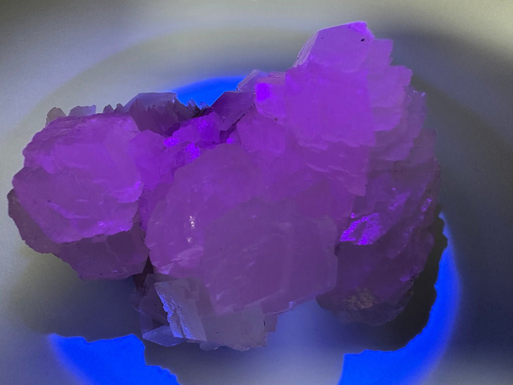 Fluorescent Mangano Calcite with Quartz, Rhodopes Bulgaria
