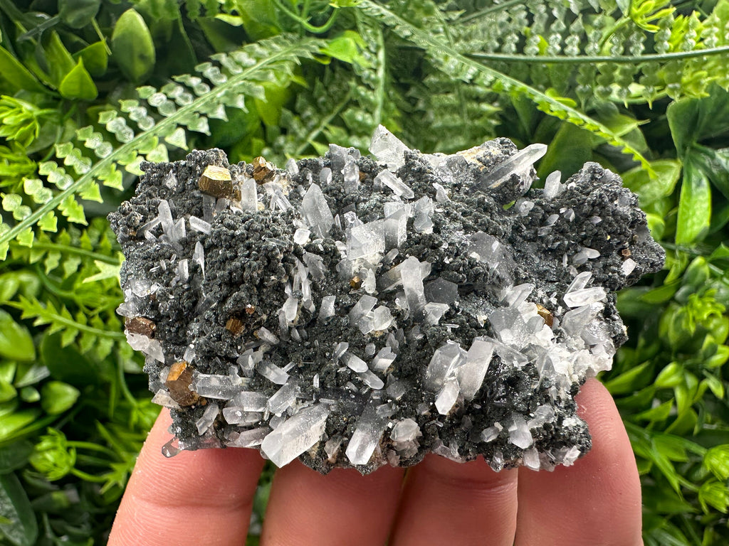 Quartz with Calcite and Chlorite: Borieva Mine Crystal Souvenir