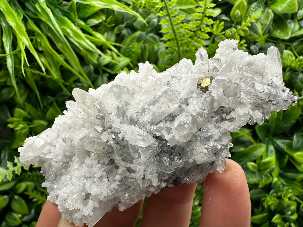 Pyrite on Quartz with Calcite: Borieva Mine, Bulgaria