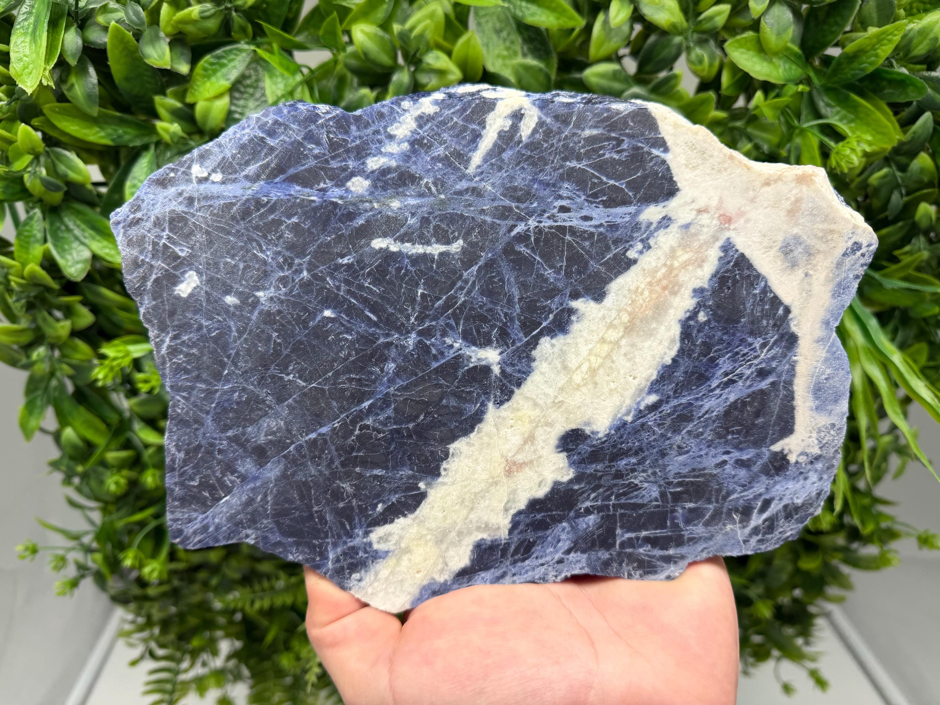 Polished Sodalite Slice – Natural Blue Crystal Slab, Home Decor Accent