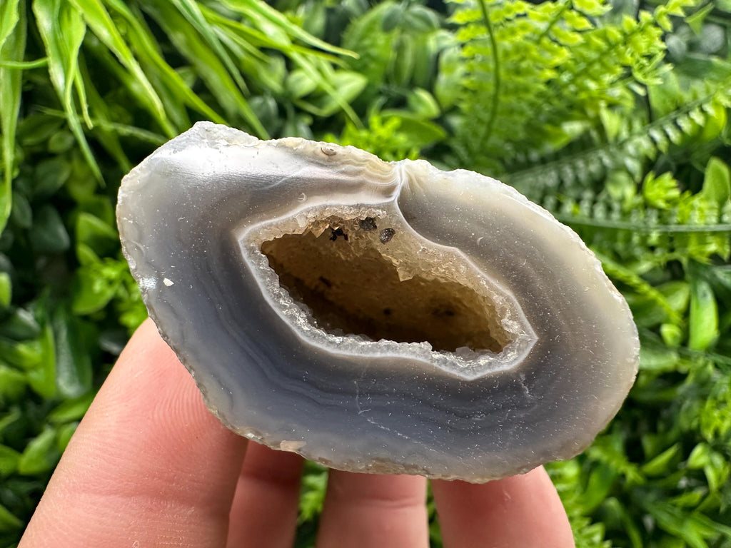 Blue Agate Druzy Geode: Natural Quartz Crystal (5.5/8/3 cm)