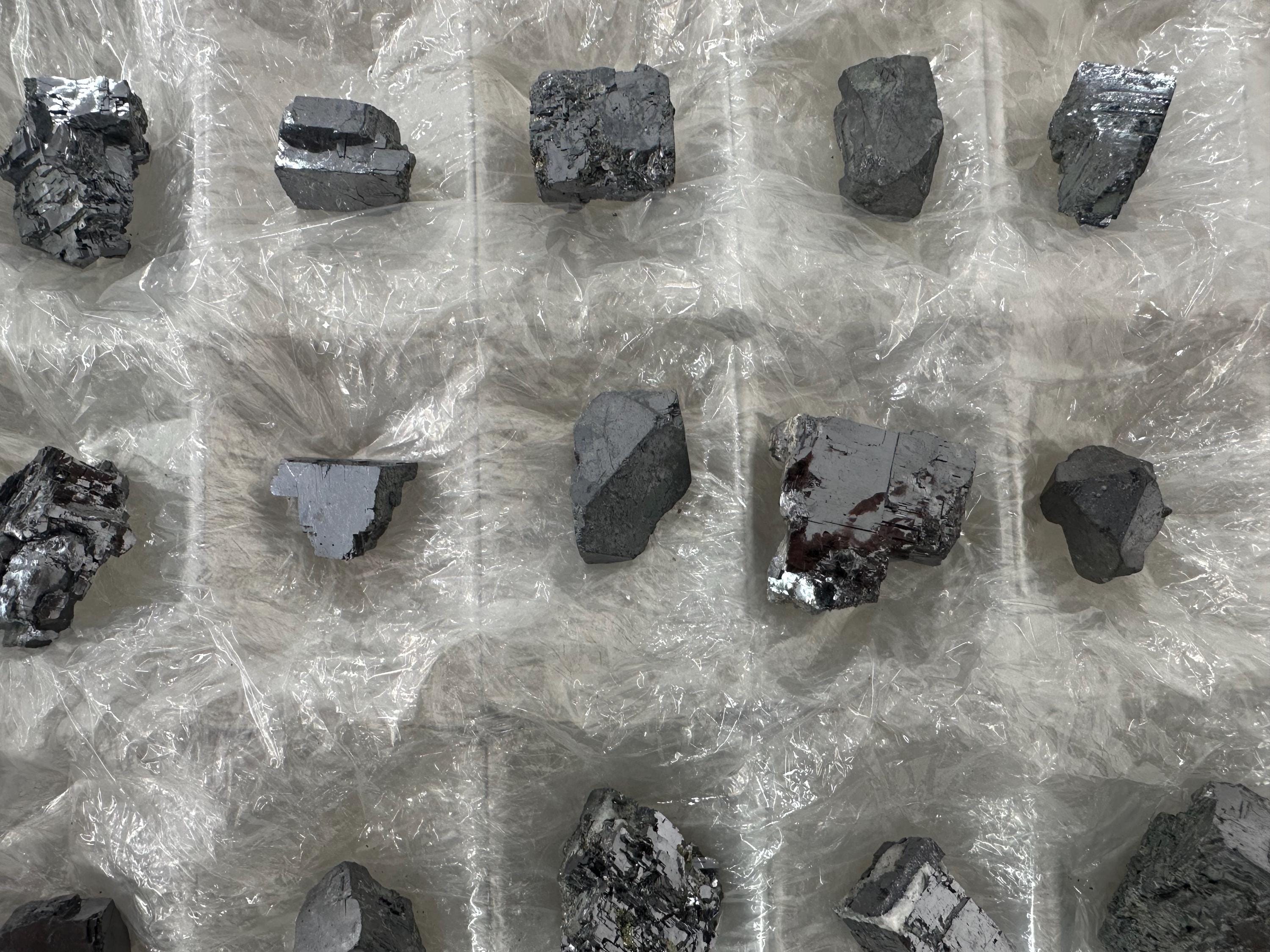 Shiny Galena Cluster Chunks: Madan Bulgaria Minerals (Set of 15)