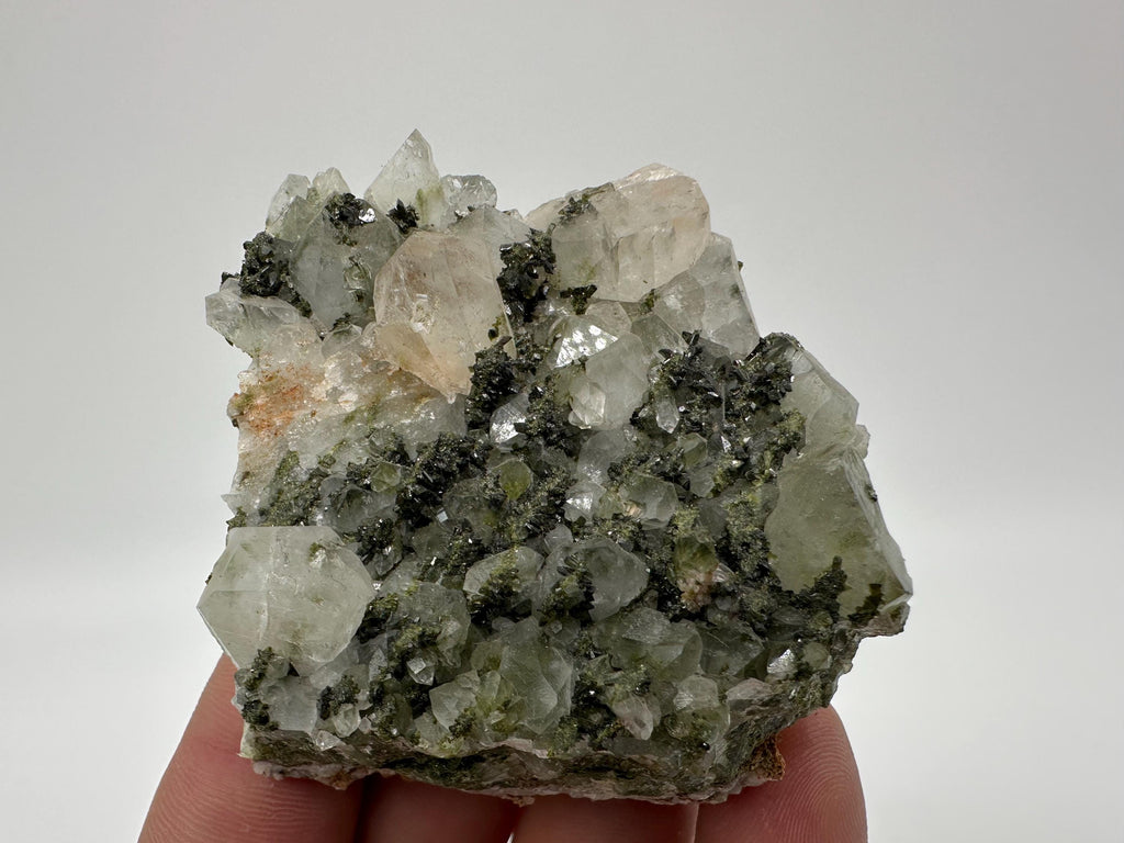 Rare Green Epidote with Quartz Crystals: Eastern Anatolian Mineral Decor