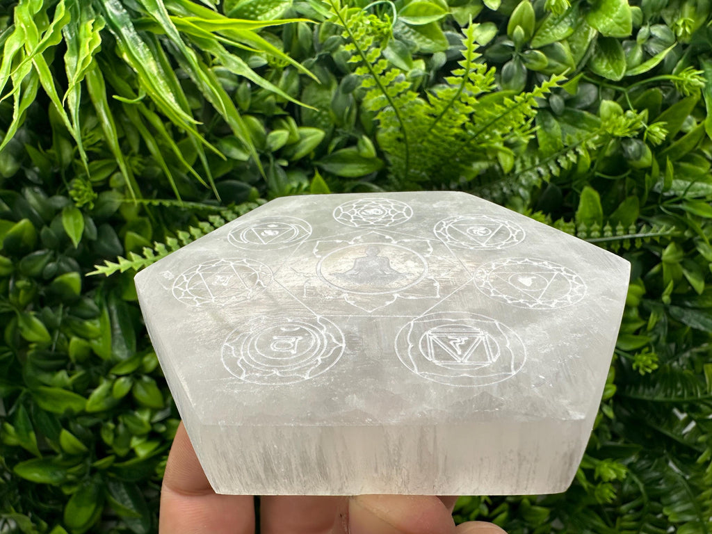 Selenite 7 Chakra Healing Disk: Spiritual Meditation Crystal (10/10 cm)