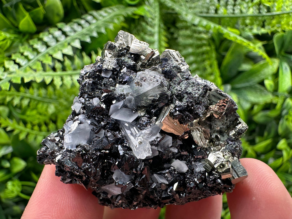 Pyrite Sphalerite Quartz Calcite Mineral Specimen: Borieva Mine, Bulgaria