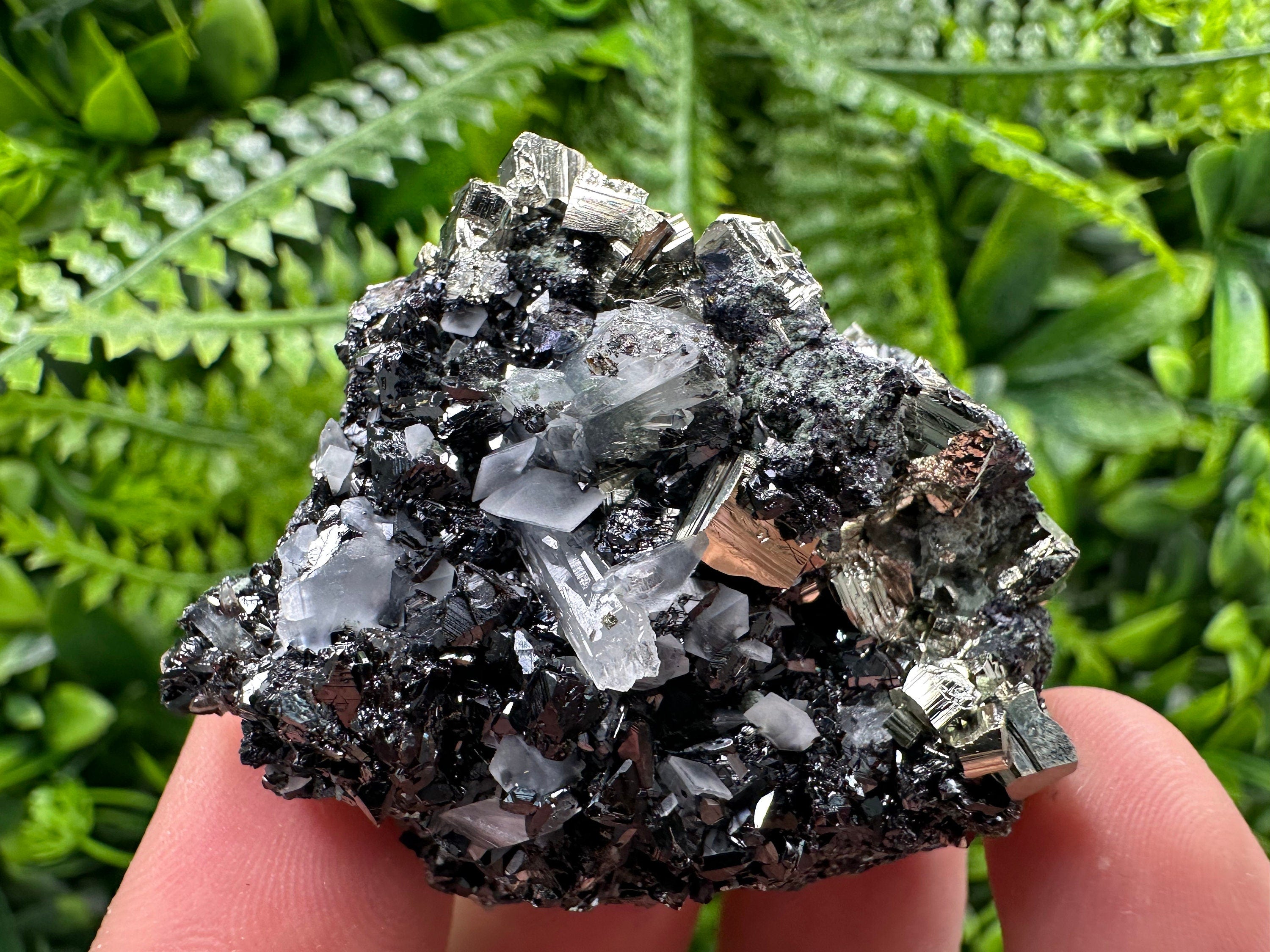 Pyrite Sphalerite Quartz Calcite Mineral Specimen: Borieva Mine, Bulgaria