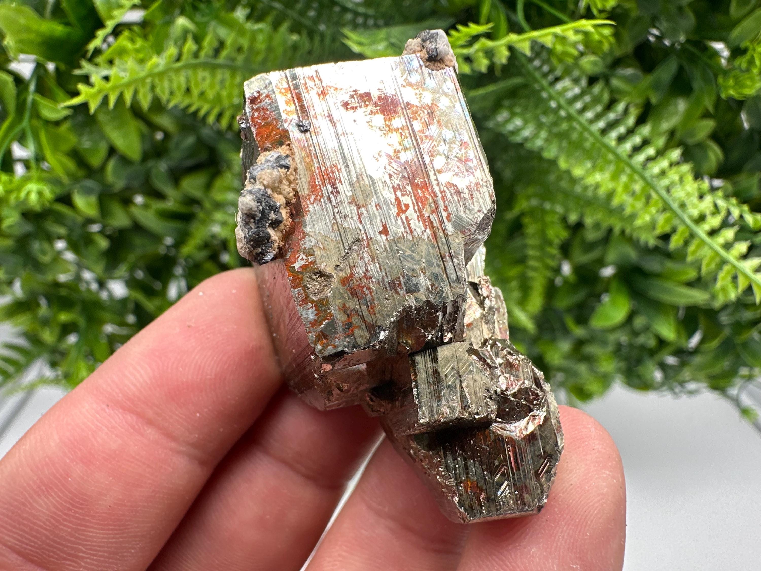 Wonderful Rainbow Pyrite whit Calcite,natural minerals souvenir Crystal,collection stone,rare minerals,home decor,Borieva Bulgaria