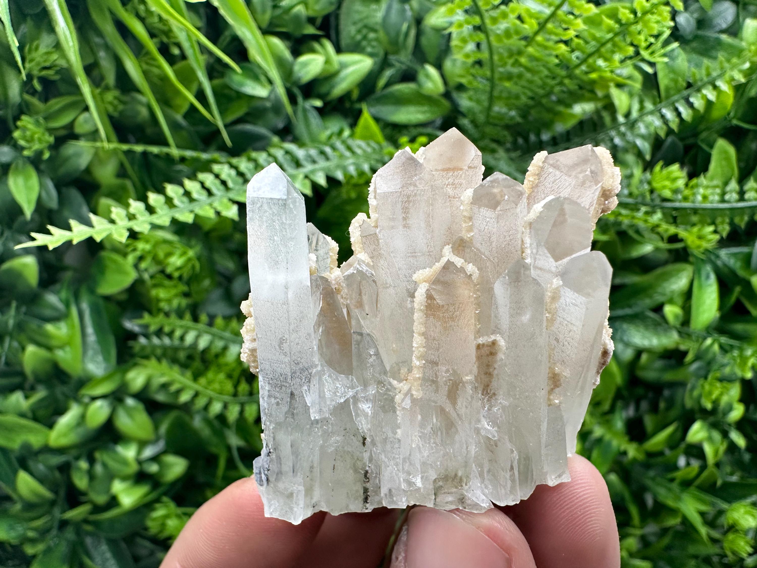 Quartz Calcite Mineral Specimen: Transparent Crystal Home Decor