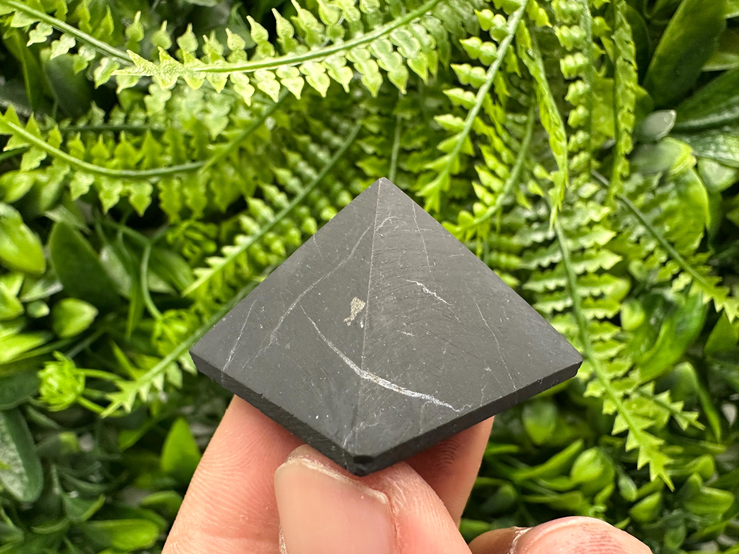 Shungite Pyramid 3cm: EMF & 5G Protection, Healing Crystal