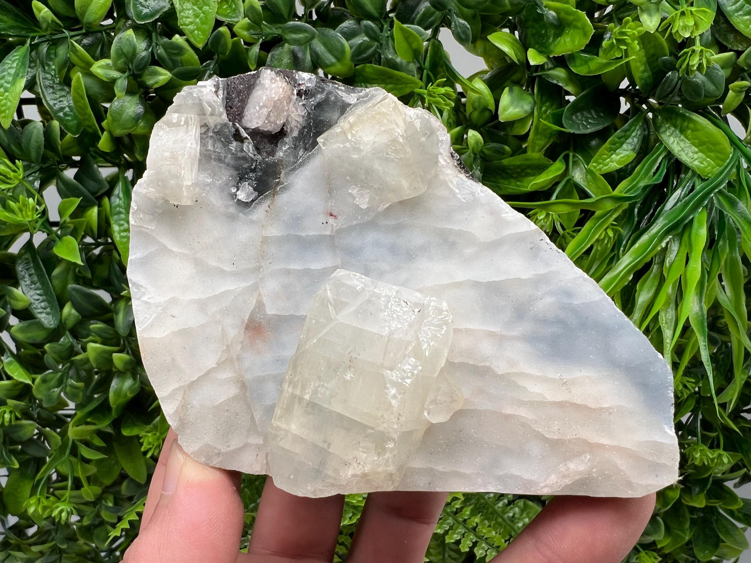 Transparent Apophyllite on Chalcedony, Natural Crystal Specimen, India Minerals