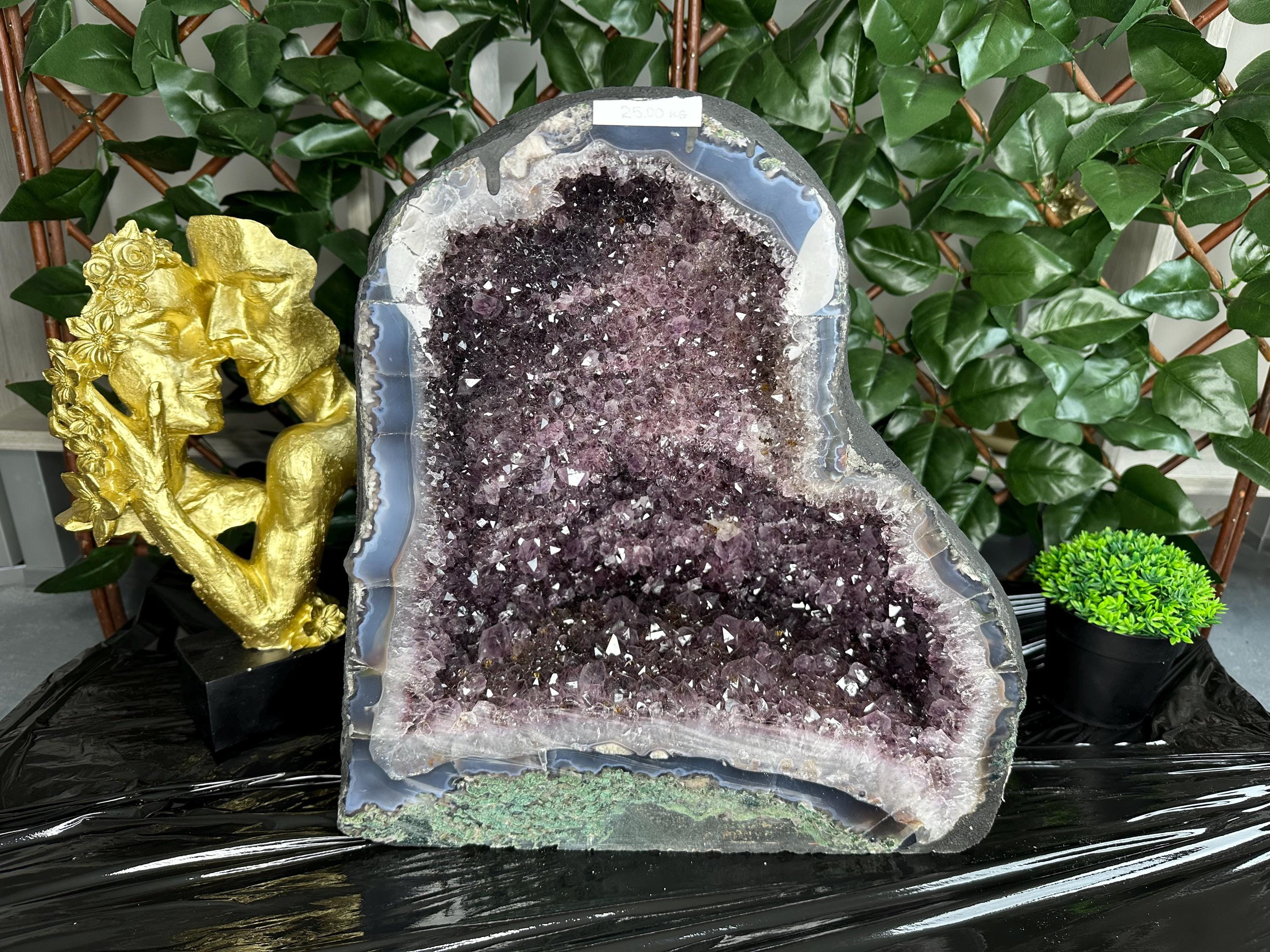 Large Amethyst Geode, Brazil Purple Quartz Crystal, Mineral Specimen, Home Decor