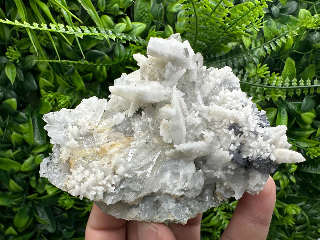Calcite on Quartz with Galena, Borieva Mine Mineral Specimen