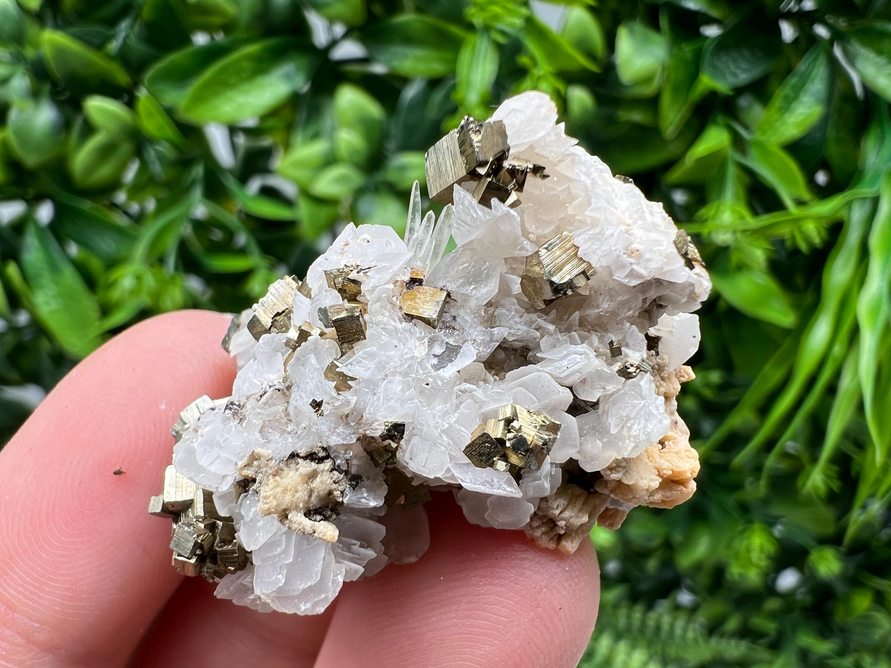 Rainbow Pyrite with Calcite, Natural Mineral Specimen, Borieva Bulgaria
