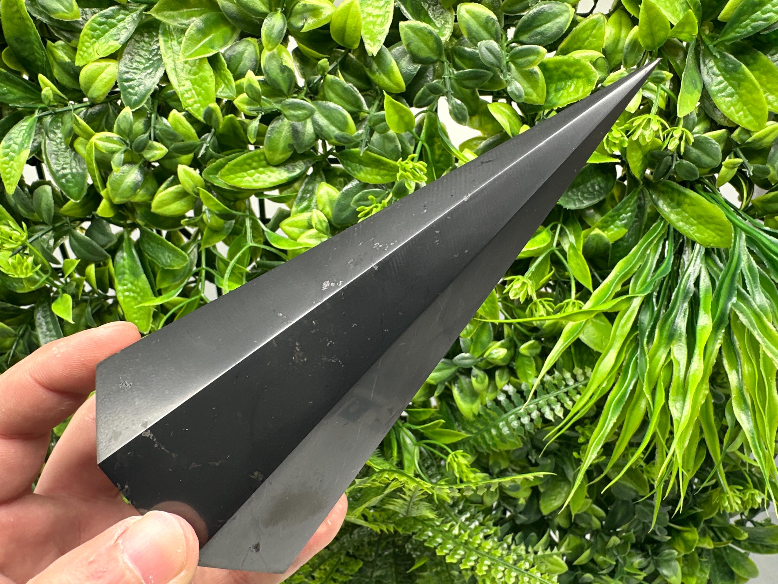 Shungite Pyramid Tower: EMF Protection Stone, Healing Crystal